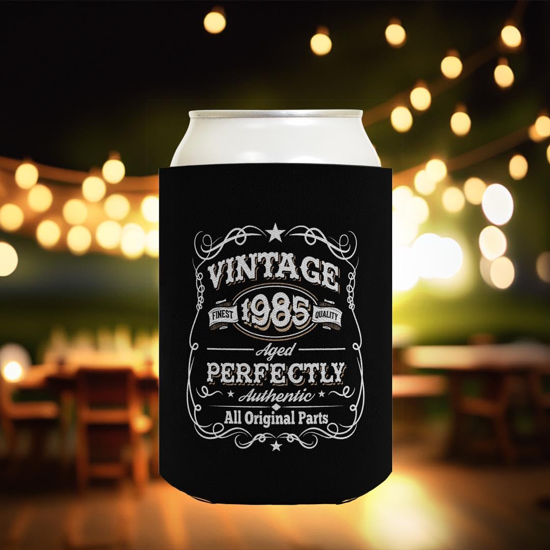 Vintage 1985 Themed 40th Birthday Party Supplies - 96 Pack Retro Beer Can Coolers & Drink Sleeves for Adult Milestone Celebrations, BBQ Parties & Summer Gatherings