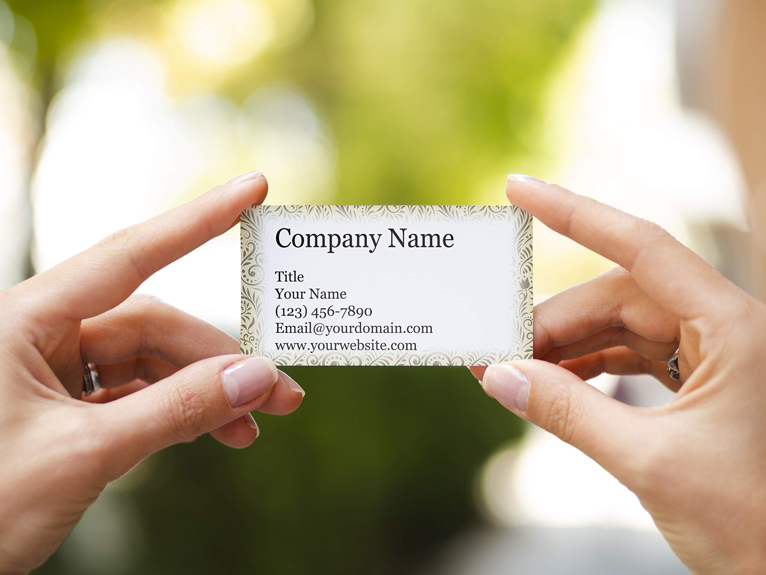 Custom Floral Business Cards 3.5x2 Inch - Eco-Friendly Recycled & Matte Paper - 100% USA Made - 20+ Floral Patterns (Paisley Design) for Networking, Weddings & Small Business Branding