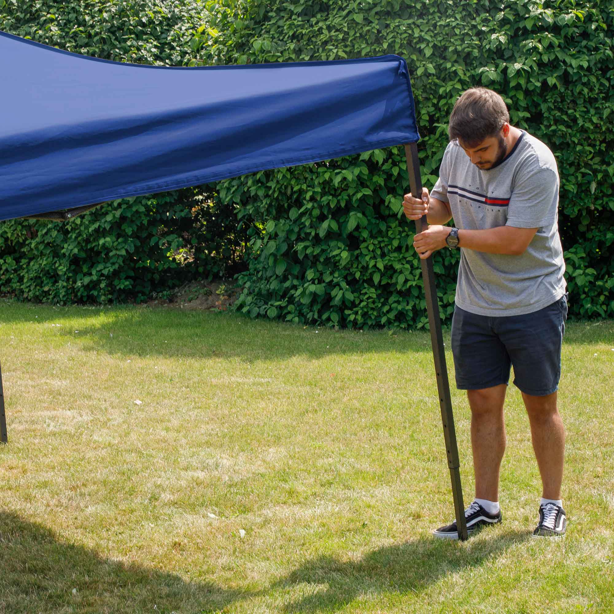 Premium 2x2m Pop Up Gazebo with Waterproof Side Walls, Carry Bag, Stakes & Weight Bags - Portable Outdoor Canopy for Camping, Beach, Picnics & Backyard Parties (Blue, DG161)