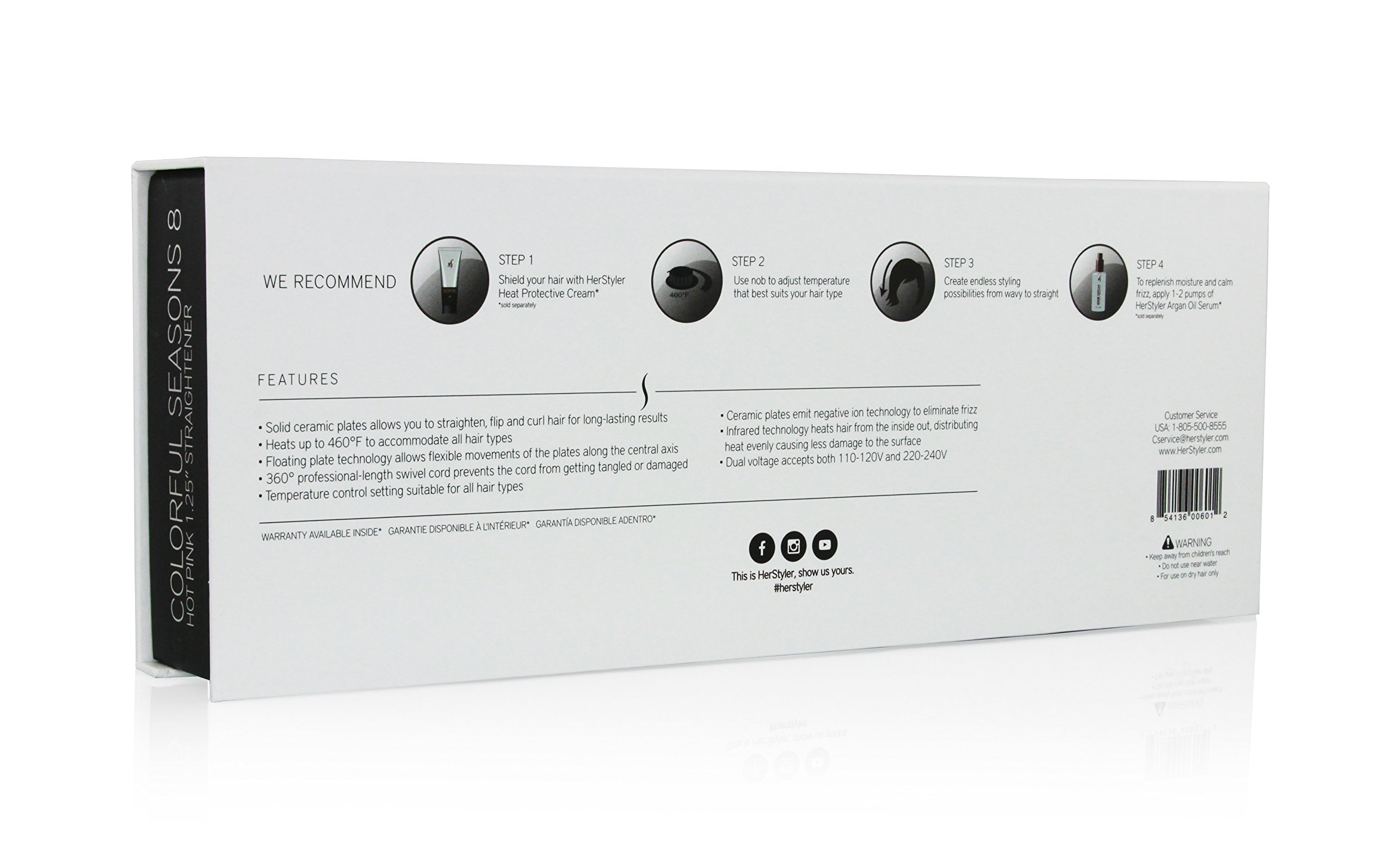 Herstyler Ceramic Flat Iron Hair Straightener for Smooth, Shiny & Frizz-Free Hair - Perfect for Home & Salon Styling