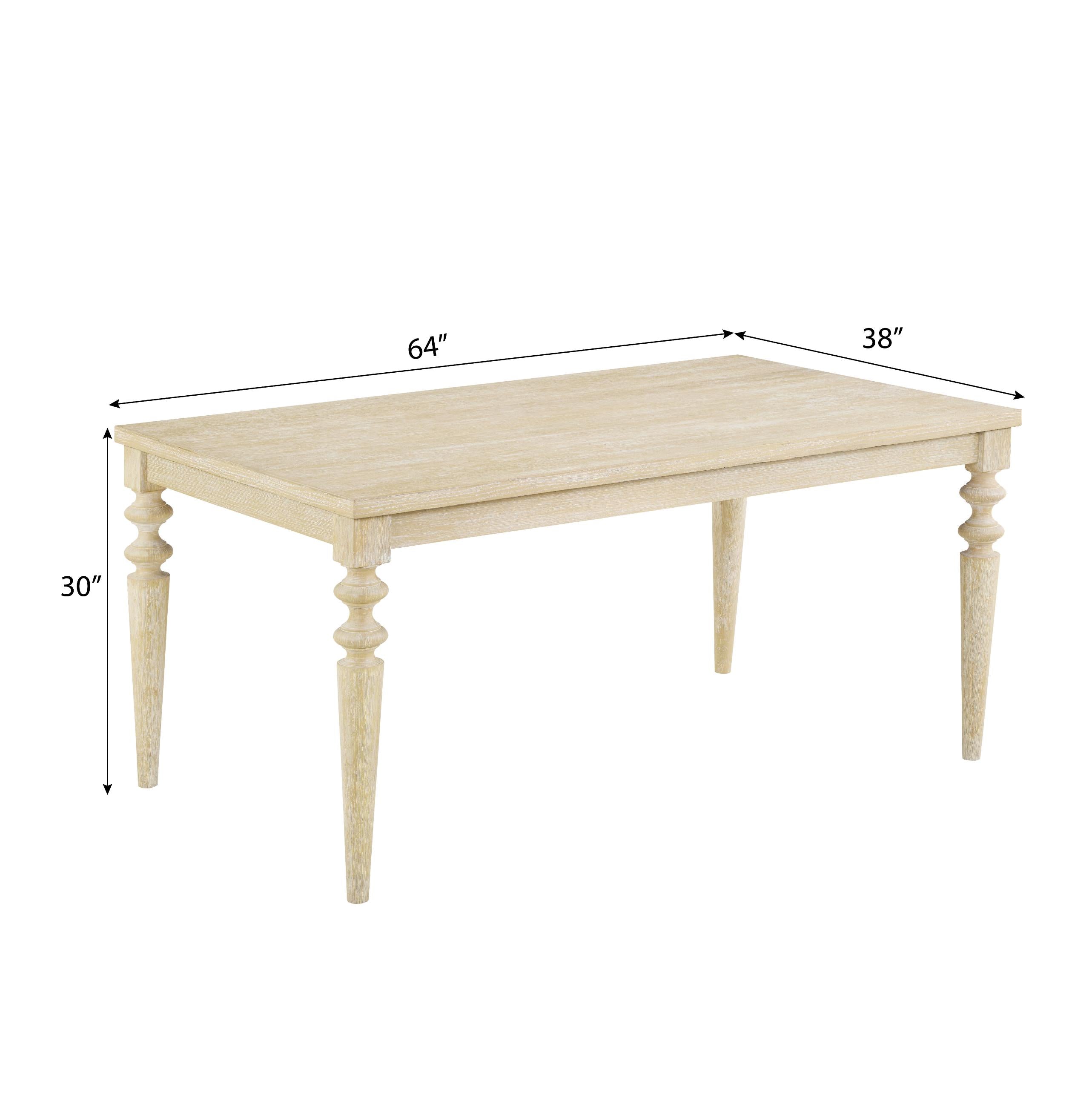 Roundhill Furniture Amonia Urban Style Wired Wood Turned Leg Dining Table - 42 Inch Modern Farmhouse Kitchen Table with Washed White Finish - Perfect for Small Space Dining Rooms & Breakfast Nooks