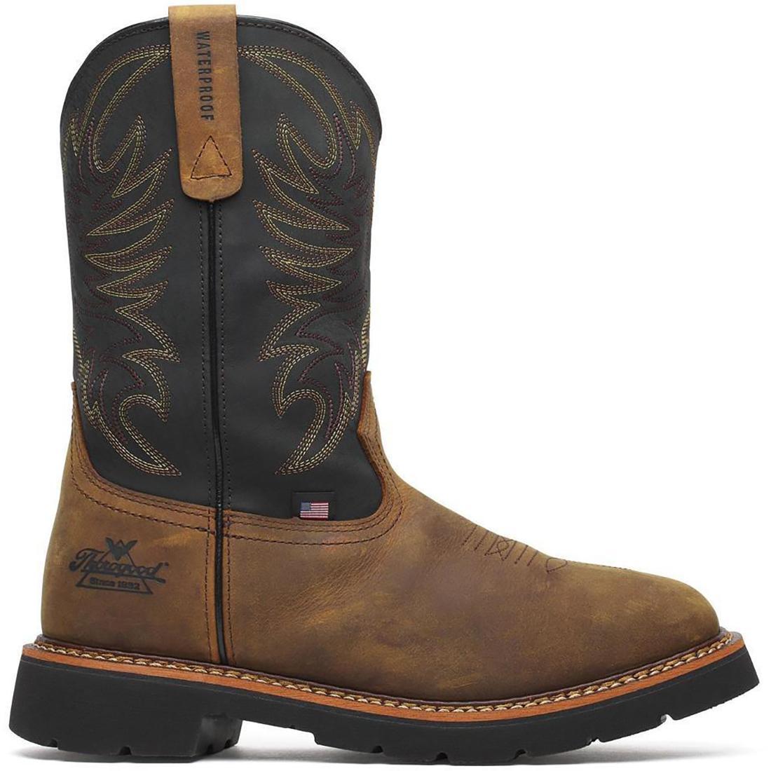 Waterproof Square Toe WGTN 11 Boots for Men - Crazy Horse Leather Black - Ideal for Outdoor Work, Hiking & Winter Wear