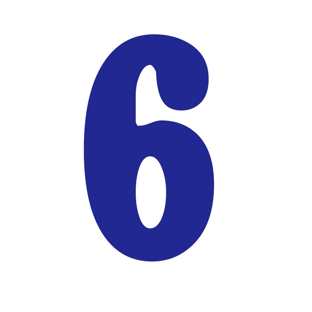 8-Inch Tall Iron-On Number 6 Heat Transfer for Football & Baseball Jerseys - Blue Sports T-Shirt Numbers - Perfect for Team Uniforms, DIY Jersey Customization & Fan Apparel