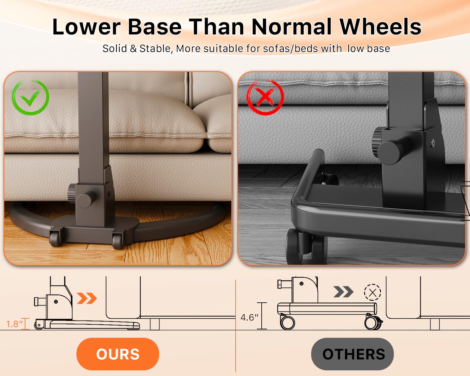 JOYworker Foldable Standing Desk - Adjustable Height Sit Stand Workstation with Wheels, 90° Tiltable Portable Laptop Table for Home Office, Non-Slip Surface Holds 22lbs (Black) | Perfect for Remote Work, Small Spaces & Ergonomic Workspaces