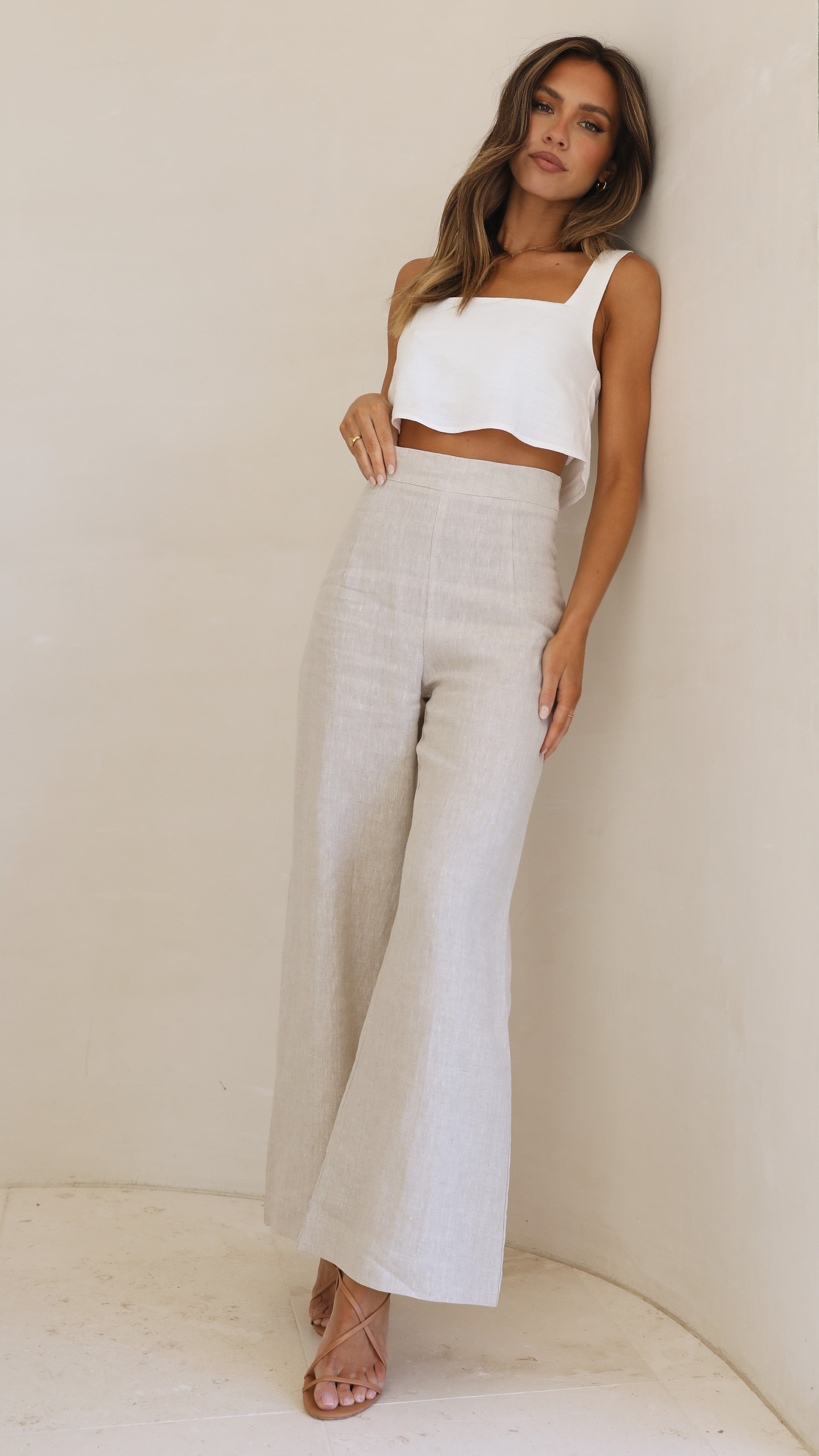 Karah Pants for Women - Soft High Waisted Oatmeal Casual Pants | Perfect for Work, Lounge & Everyday Wear