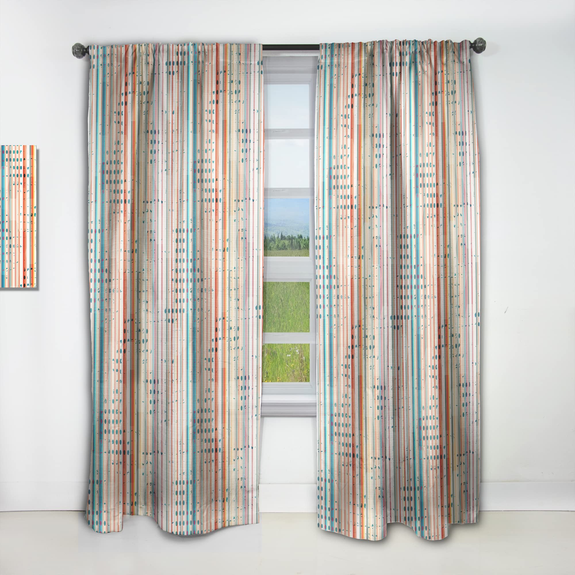 DesignQ 'Grunge Line' Thermal Insulated Blackout Curtains - 52x120 Inch Single Panel for Bedroom & Living Room - Noise Reducing & Energy Saving Window Drapes for Home Decor