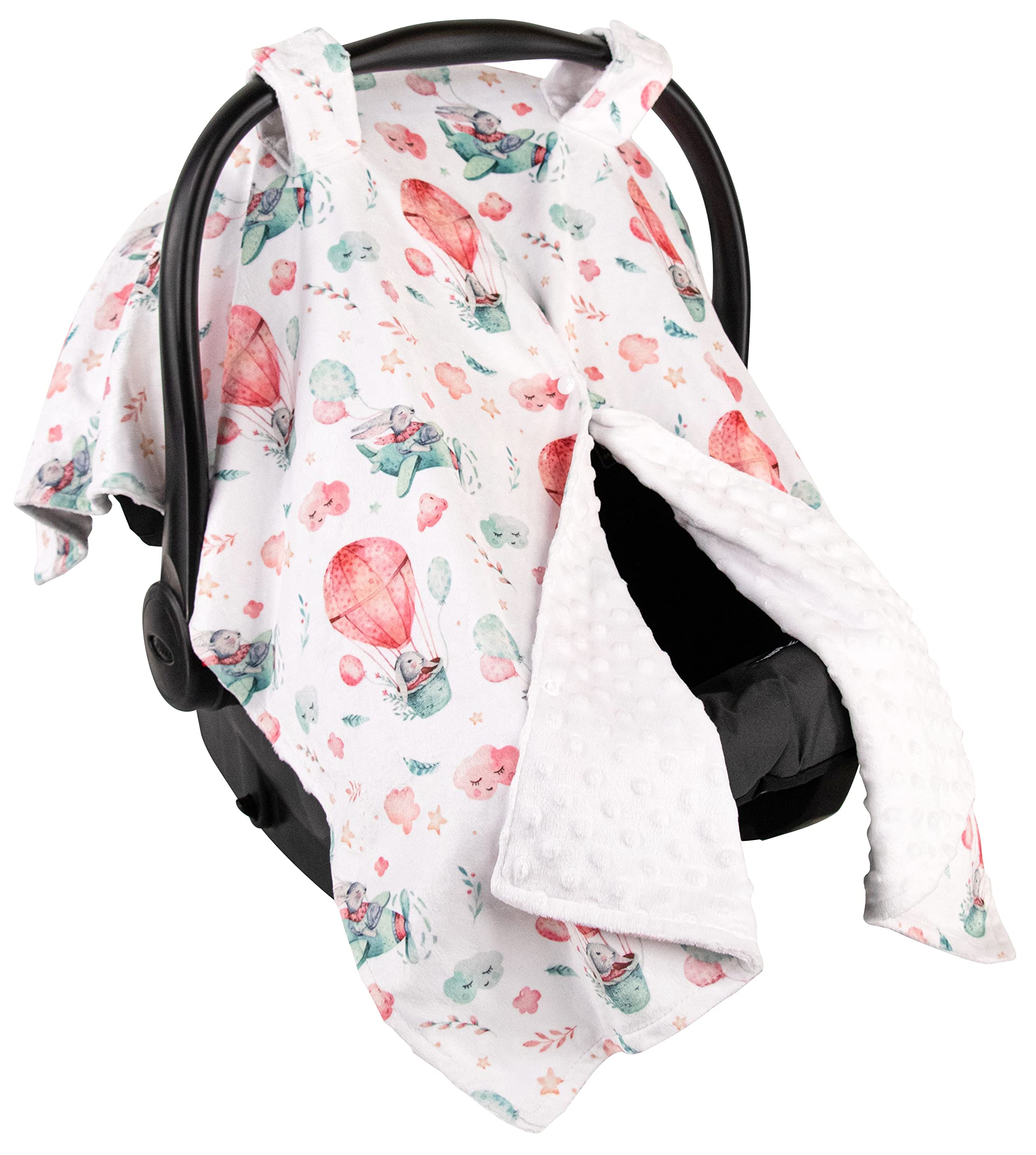 Premium Baby Car Seat Cover - Soft Minky Fabric with Adorable Rabbits in The Sky Design, 40