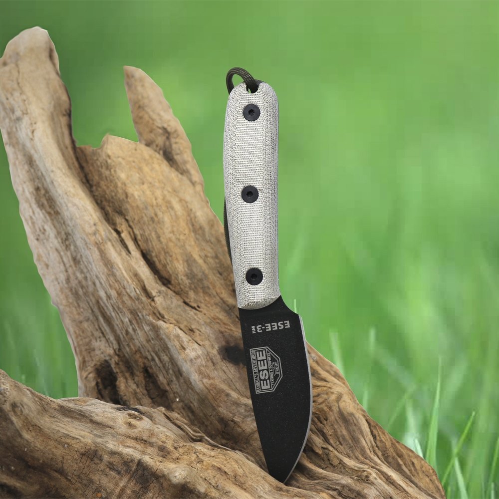 ESEE 3HM Modified Handle Fixed Blade Survival Knife with Sheath - Perfect for Camping, Hunting, and Outdoor Adventures
