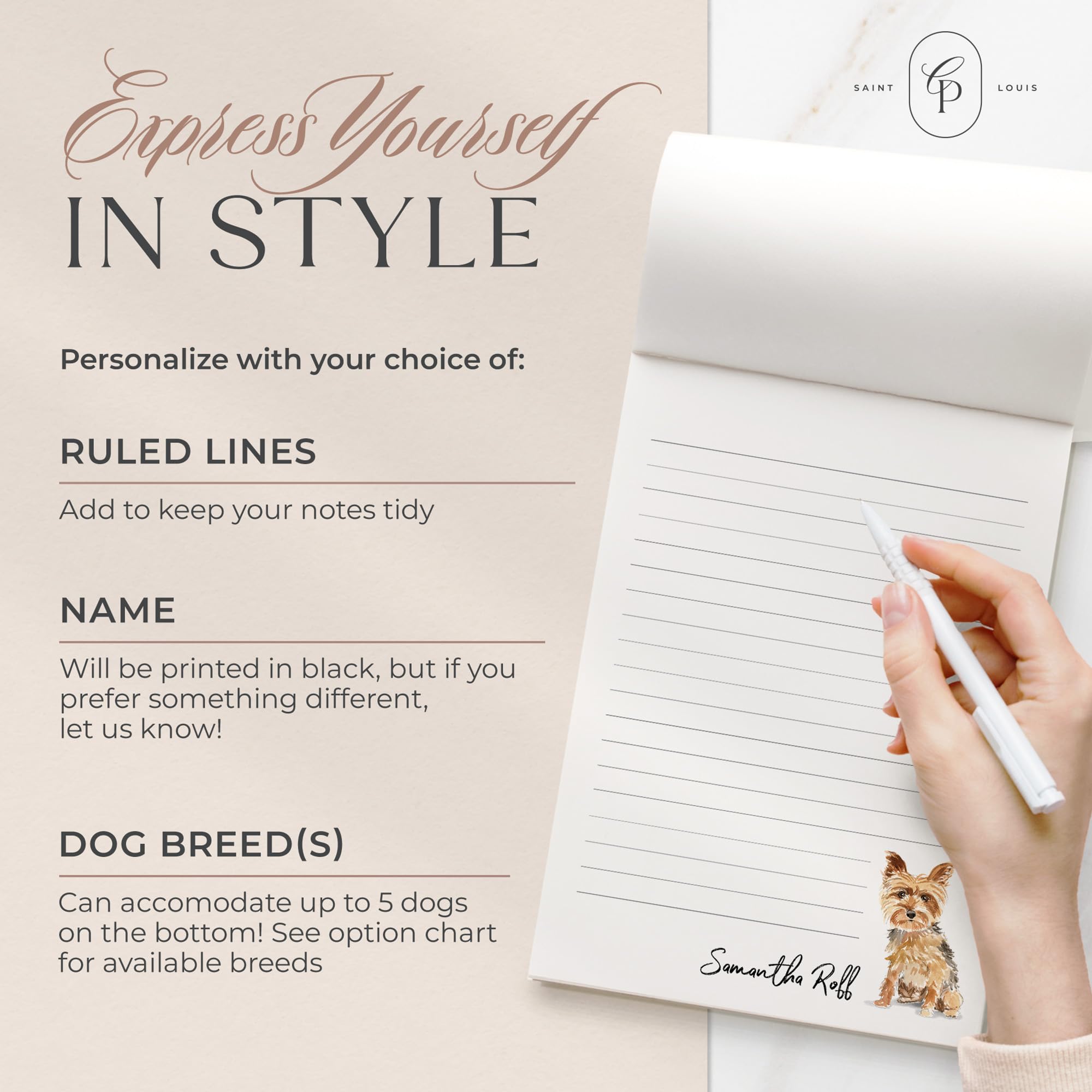 Personalized Dog Themed Note Pads - 85 Dog Breed Stationery Set for Dog Lovers | Custom Lined/Unlined Notepads for Gifts, To-Do Lists & Office Use | Perfect for Pet Lovers, Journaling & Home Organization