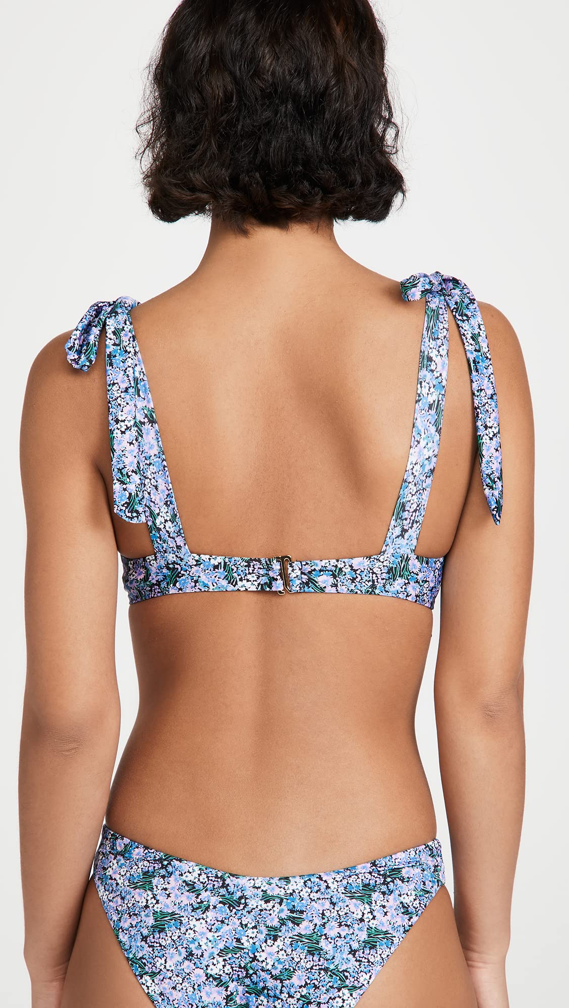 Beach Riot Women's Blair Bikini Top - Black Floral Print Swimwear Bikini Bra Size S | Perfect for Beach Vacations, Pool Parties & Summer Getaways