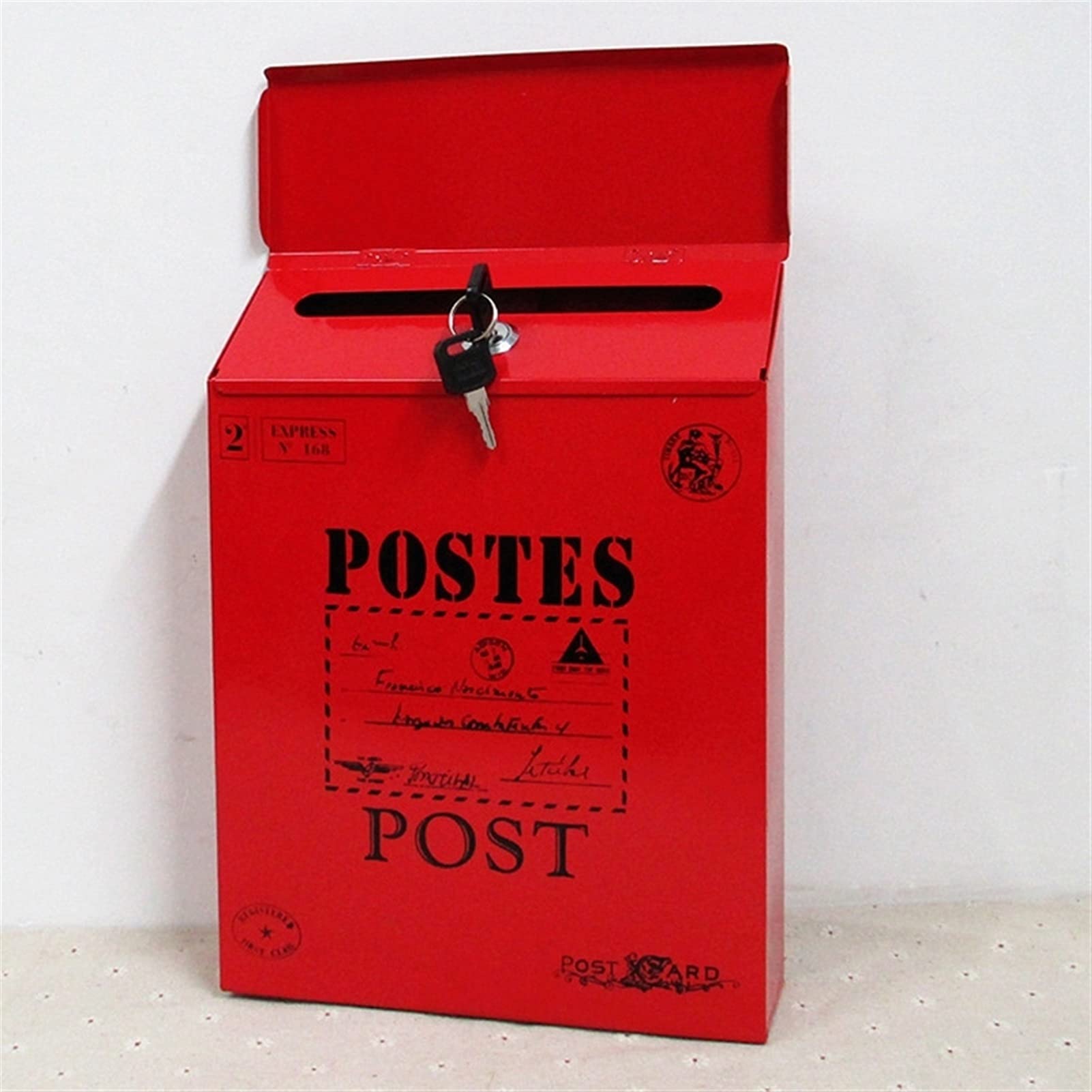 **LSXLSD Lockable Outdoor Mailbox - Secure Garden Post Box with Key Lock, Weatherproof Letter Box for Yard, Porch & Door Decoration (Red) - Perfect for Home, Farmhouse & Rural Areas**