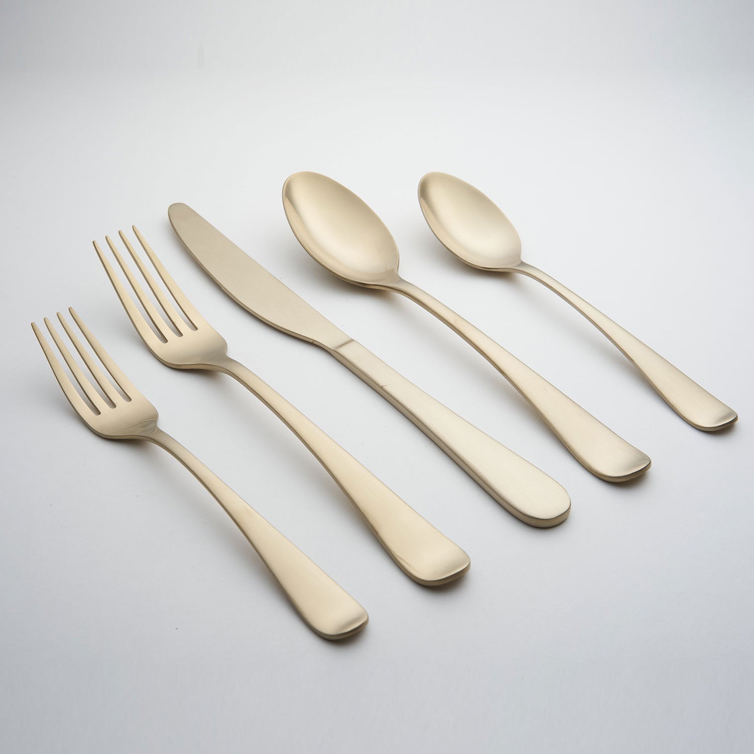 Rhiannon Champagne Satin 20-Piece Flatware Set - Elegant Stainless Steel Cutlery for Dinner Parties, Weddings & Formal Dining