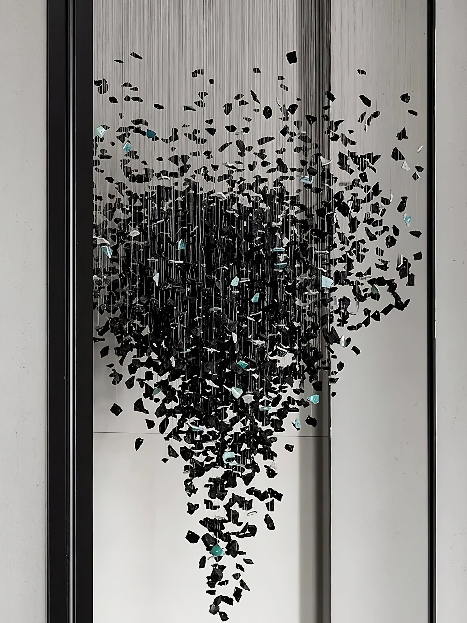 Modern Charcoal Cascade Pixel Chandelier - Elegant LED Ceiling Light Fixture for Dining Room, Living Room & Bedroom Decor
