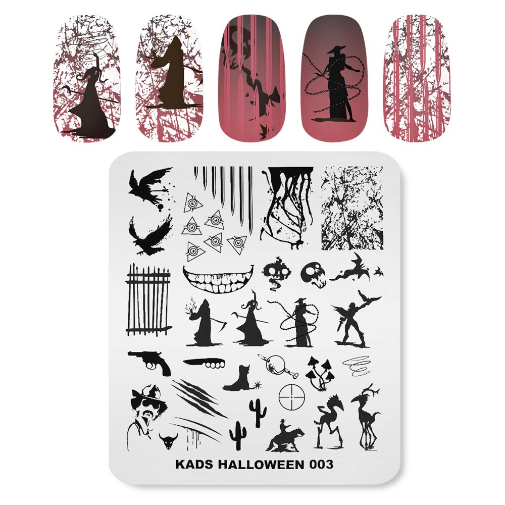KADS Halloween Nail Art Stamping Kit - 10 Nail Stamp Plates with Pumpkin, Ghost, Skull & Bat Designs for DIY Nail Decoration (HA003) | Perfect for Halloween Parties, Costume Nails & Spooky Manicures