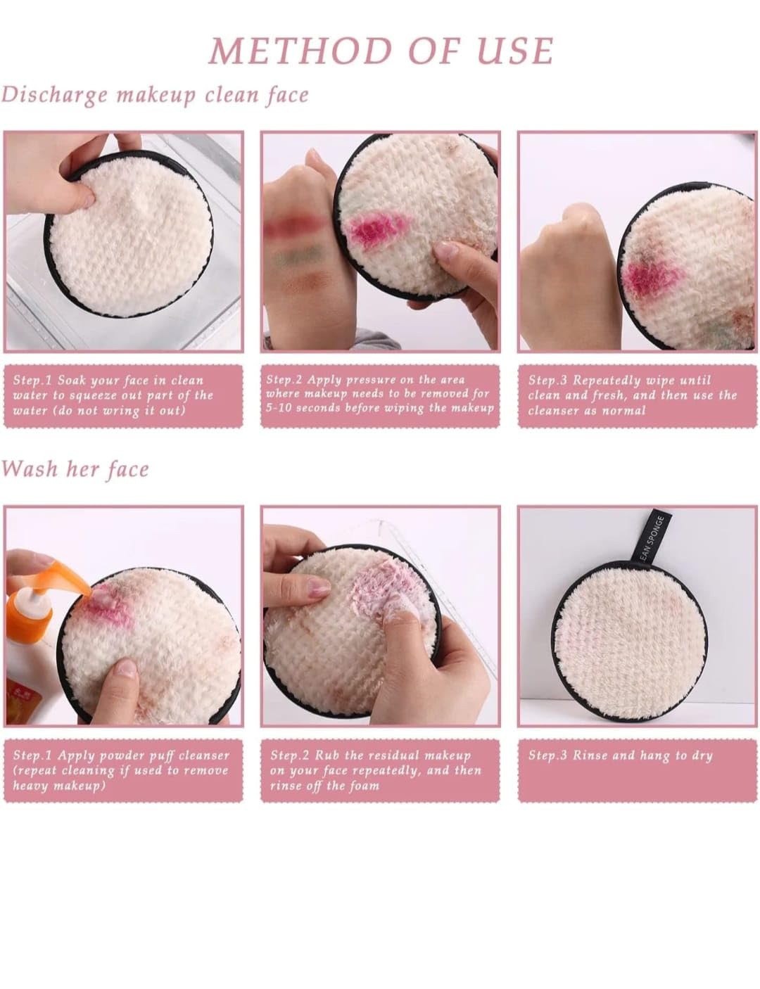 Reusable Double Layer Makeup Remover Pads - Gentle Face Cleansing Sponges for Makeup Removal | Washable & Eco-Friendly (Multicolor, Pack of 5) | Perfect for Home, Salon & Travel Skincare Routine