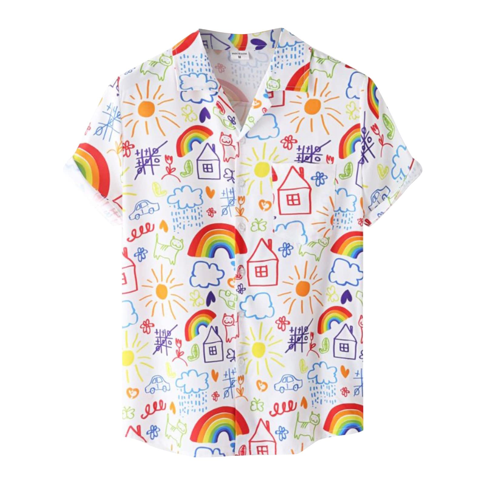 Men's Summer Printed Short Sleeve Dress Shirt - Fashion Collar Casual Loose Fit Top Blouse for Outdoor Activities, Beach Wear & Daily Comfort