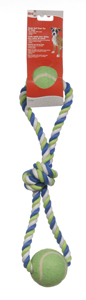 Dogit Rope Toy with Tennis Balls - Extra Large 46cm Chew Toy for Dogs, 2 Ball Loop Design - Perfect for Fetch, Tug of War & Teeth Cleaning Playtime