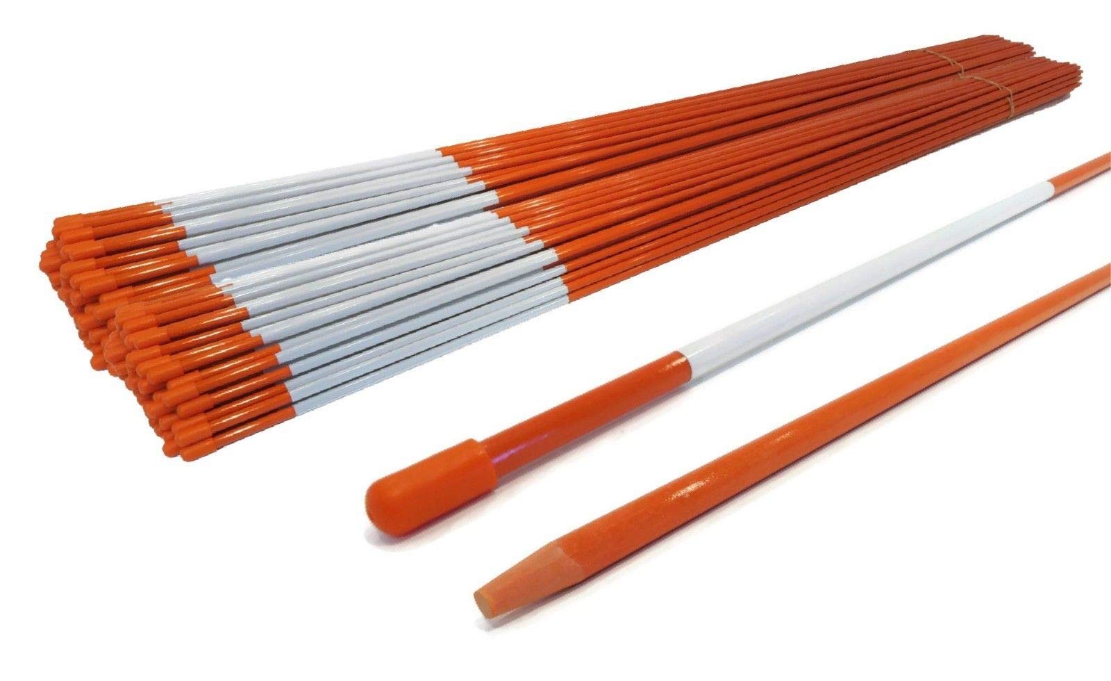 200 Pack 48-Inch Landscape Stakes, 1/4 Inch Heavy Duty Lawn & Yard Marking Rods for Grass, Driveway, Garden Edging, and Property Boundary Marking