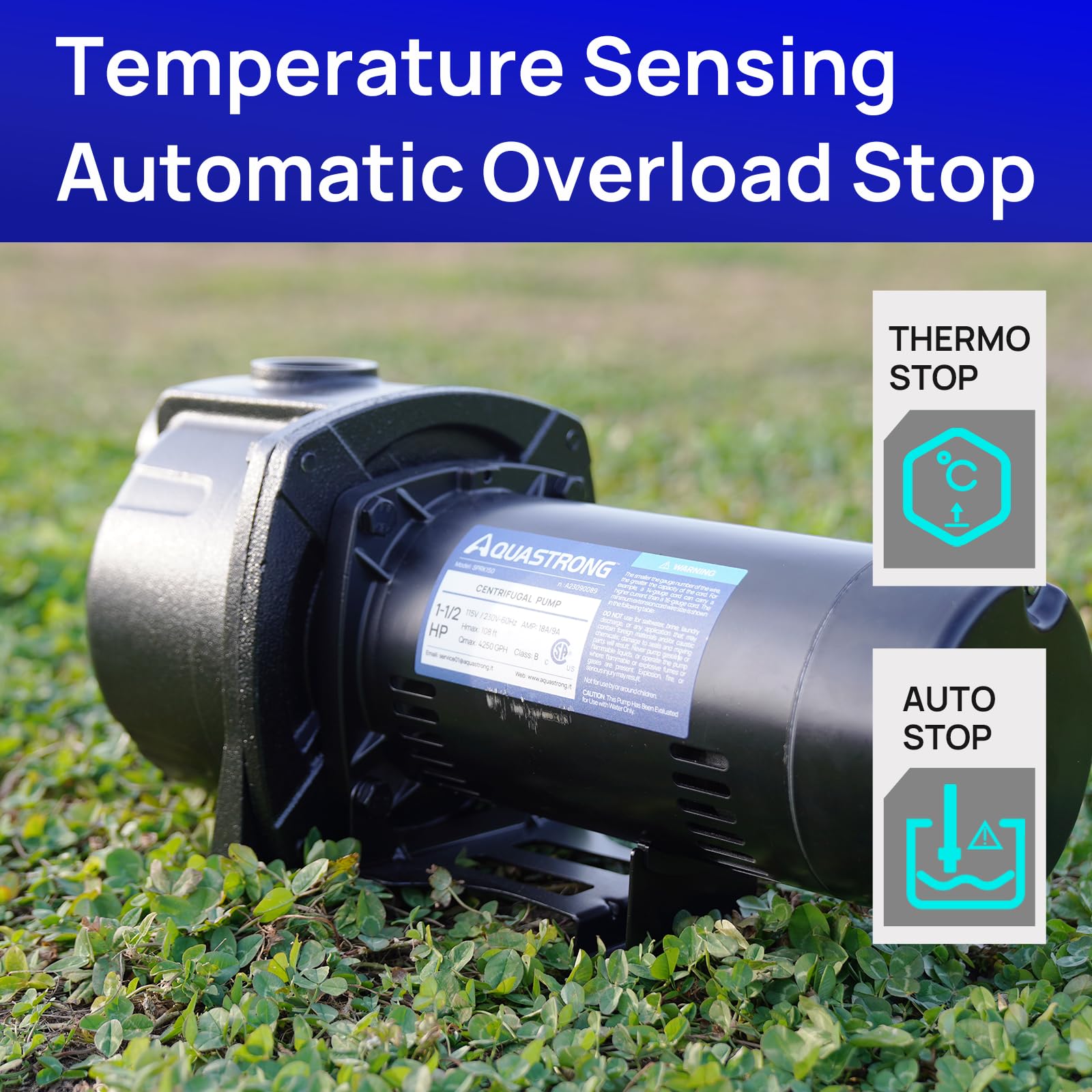 **AQUASTRONG 1.5 HP Shallow Well Jet Pump & Centrifugal Pump – 4250 GPH, 115V/230V, Cast Iron Booster Pump for Lawn Sprinkler & Garden Irrigation – Ideal for Home, Farm & Outdoor Watering Systems**