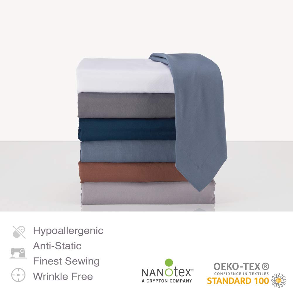 Queen Size Cooling Duvet Cover Set with NANOTEX Technology - Super Soft, Breathable 3-Piece Comforter Cover with Zipper Closure & 8 Corner Ties (Navy Blue) | All-Season Luxury Bedding for Hot Sleepers & Temperature Regulation