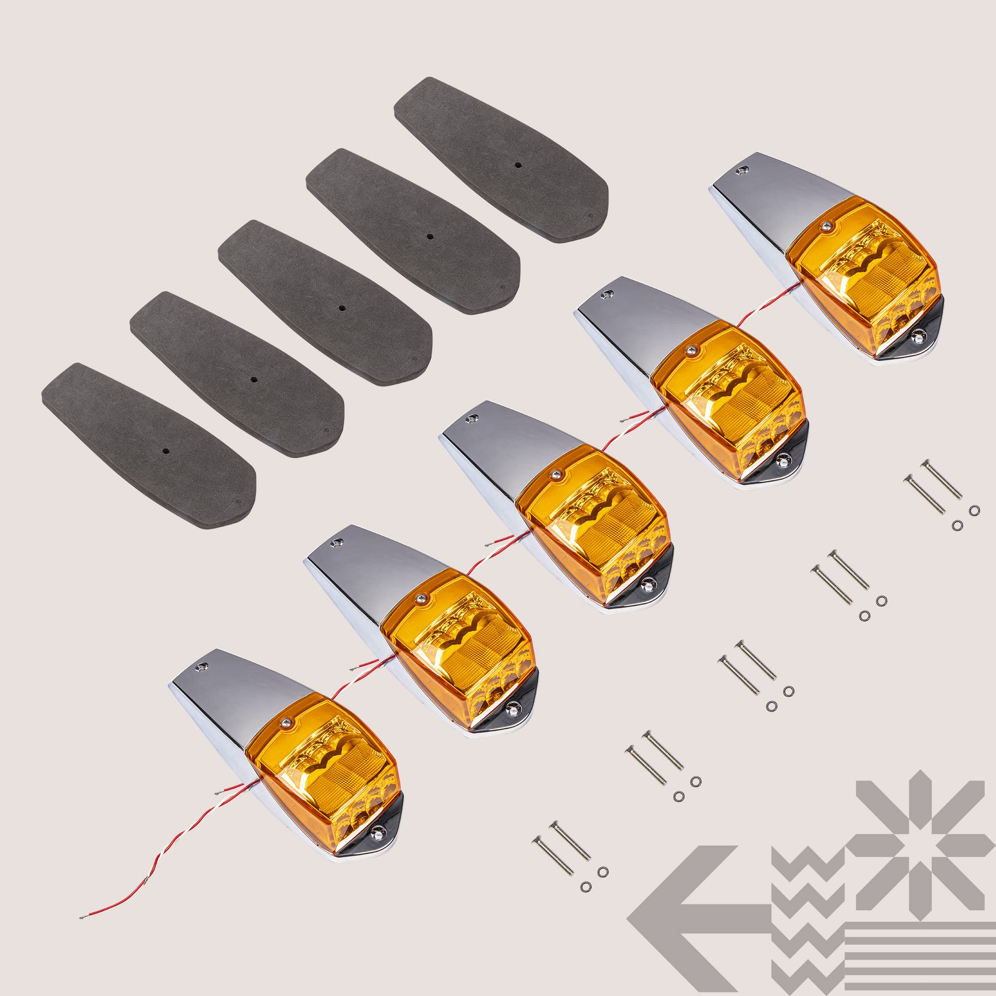 TRUE MODS Amber LED Cab Marker Light Kit for Semi Truck - DOT FMVSS 108 & SAE P2PC Certified, Universal Fit with Reflector Lens, Waterproof Roof Lights for Peterbilt, Freightliner, International, Kenworth, Mack Trucks - Perfect for Night Driving & Enhanced Road Safety
