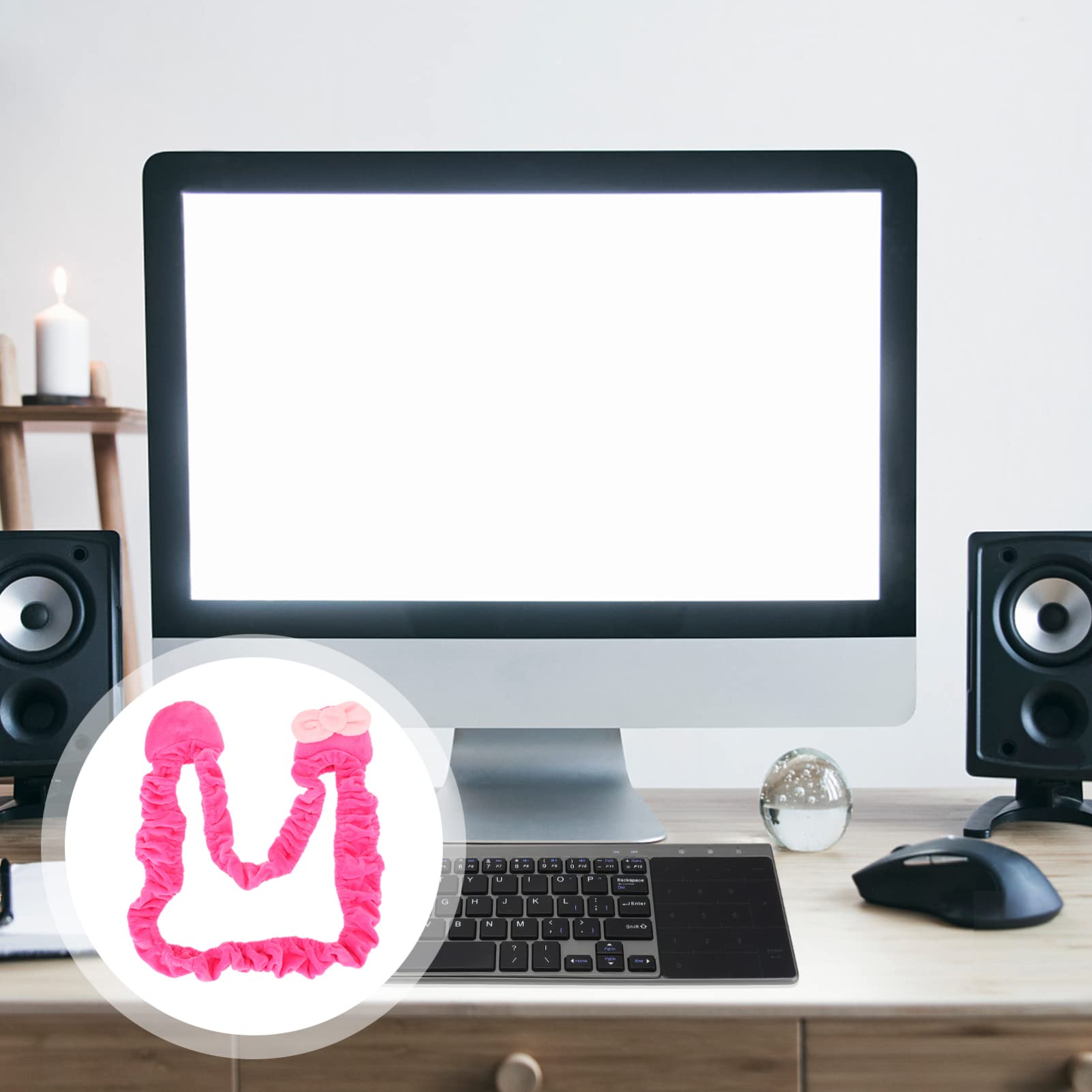 1PC Pink Computer Monitor Dust Cover - Adorable Polyester LCD Screen Protector for Desktops, Air Conditioning Units | Cute & Functional Cleaning Accessory for Home & Office Use