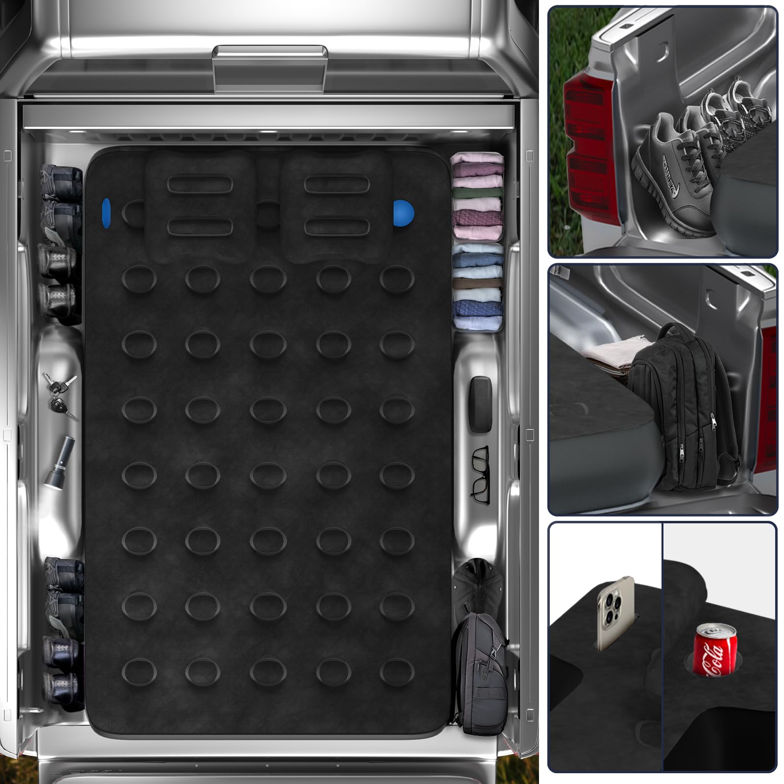 Umbrauto Full-Size Truck Air Mattress for 5.5-6.5 ft Short Beds | Rechargeable Wireless Pump | Camping & Travel Airbed for Pickup Trucks | Perfect for Road Trips, Outdoor Adventures & Backyard Camping