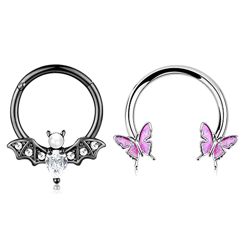 E-2Pcs-Black Bat-Pink Butterfly