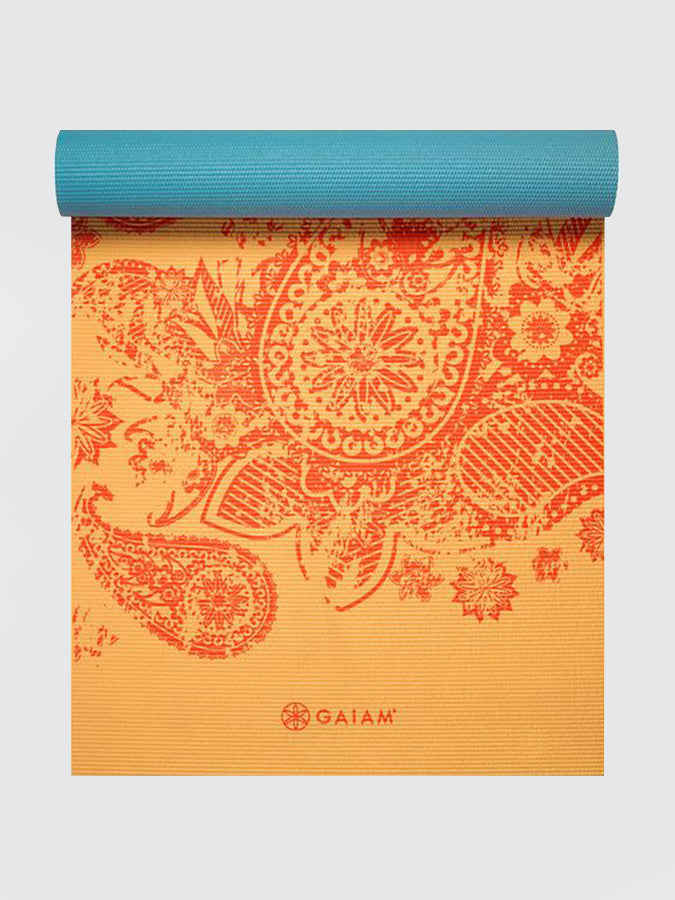 Gaiam Reversible Elephant Print Yoga Mat 6mm Thick Non-Slip Exercise Mat for Home & Studio Workouts - Perfect for Yoga, Pilates, and Meditation