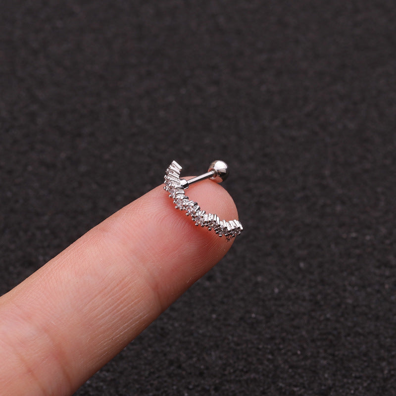 20G Silver Pave Conch Huggie Hoop Earrings for Women | HSPJ1939 | Perfect for Everyday Wear, Parties & Special Occasions