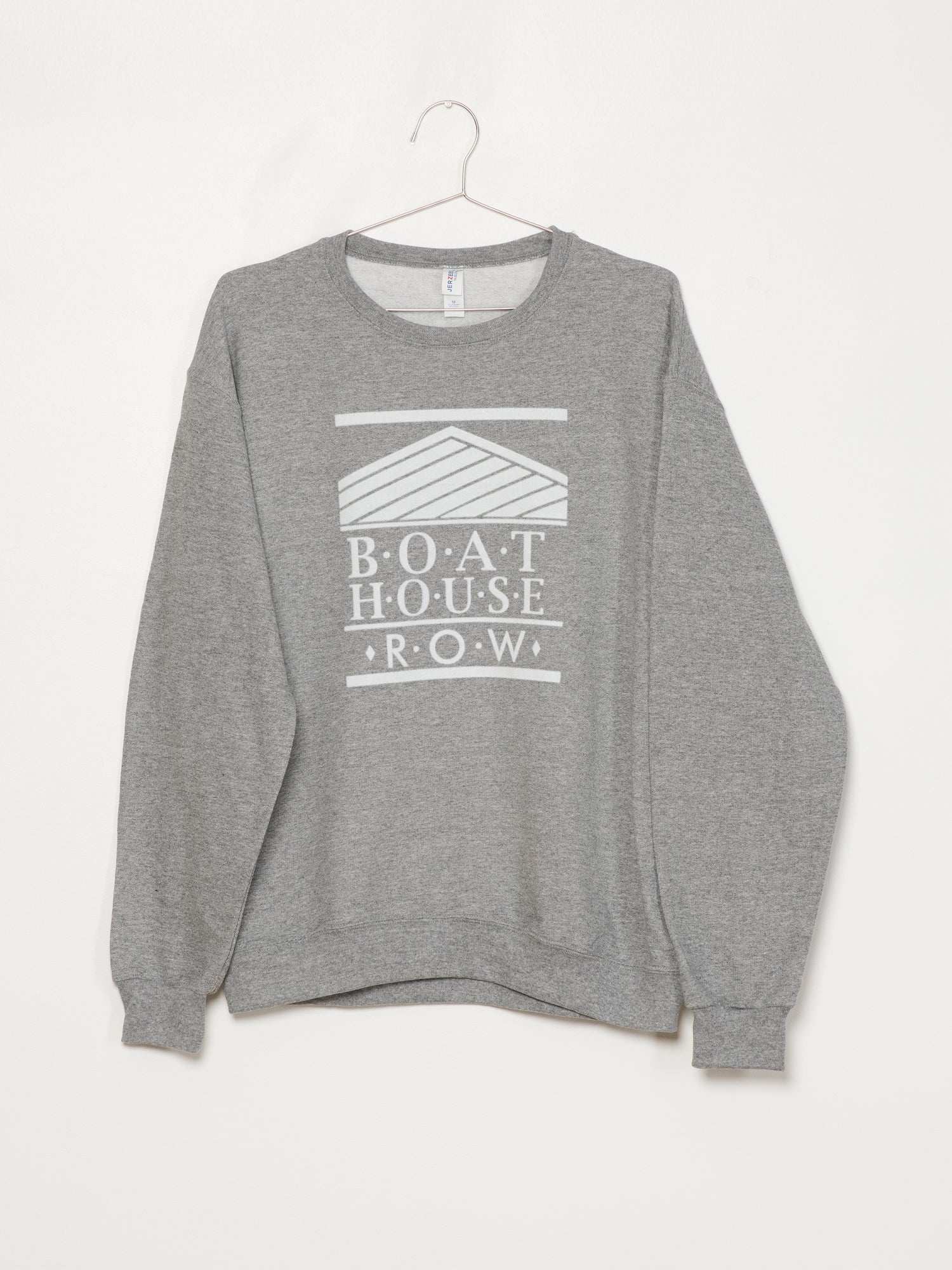 BOATHOUSE RETRO BH LOGO FLOCK Hoodie - OX Grey - Men's Vintage Pullover Sweatshirt - Clearance Sale - Perfect for Casual Wear, Street Style & Outdoor Activities