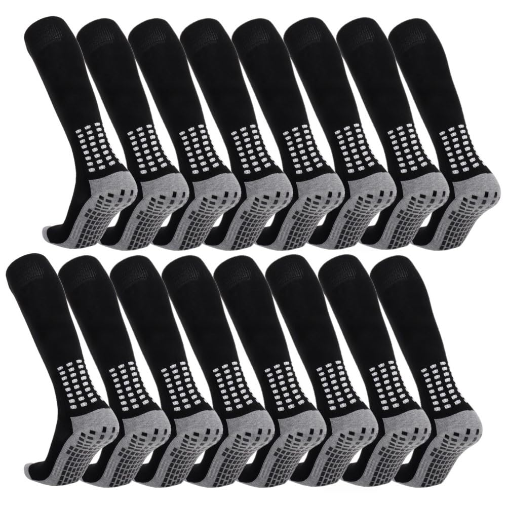 8 Pair Non-Slip Grip Soccer Socks for Men, Knee-High Football Baseball Sports Socks with Anti-Slip Pads for Enhanced Performance and Comfort