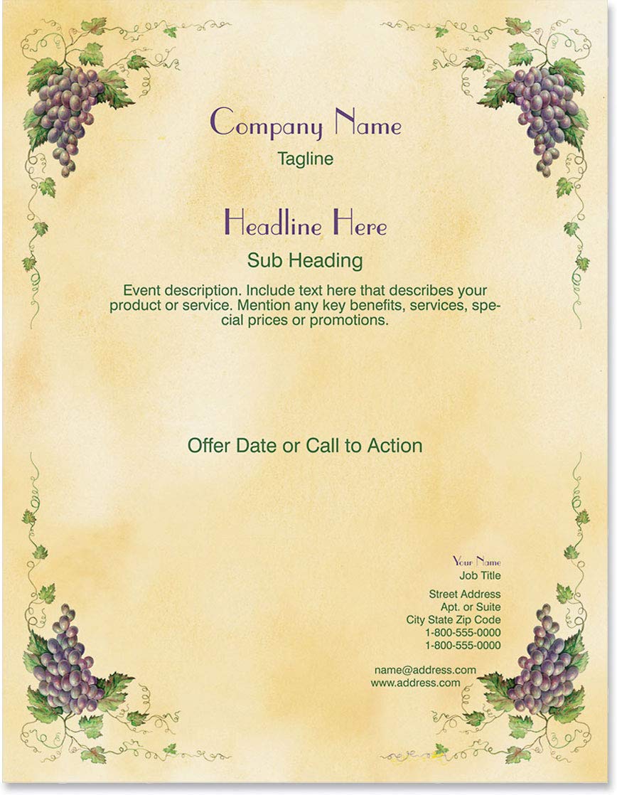 Premium Grapevine Themed Stationery Paper - Elegant Border Letterhead 8.5 x 11 Inches, 100 Sheets for Writing & Printing | Perfect for Business Correspondence, Wedding Invitations & Creative Projects