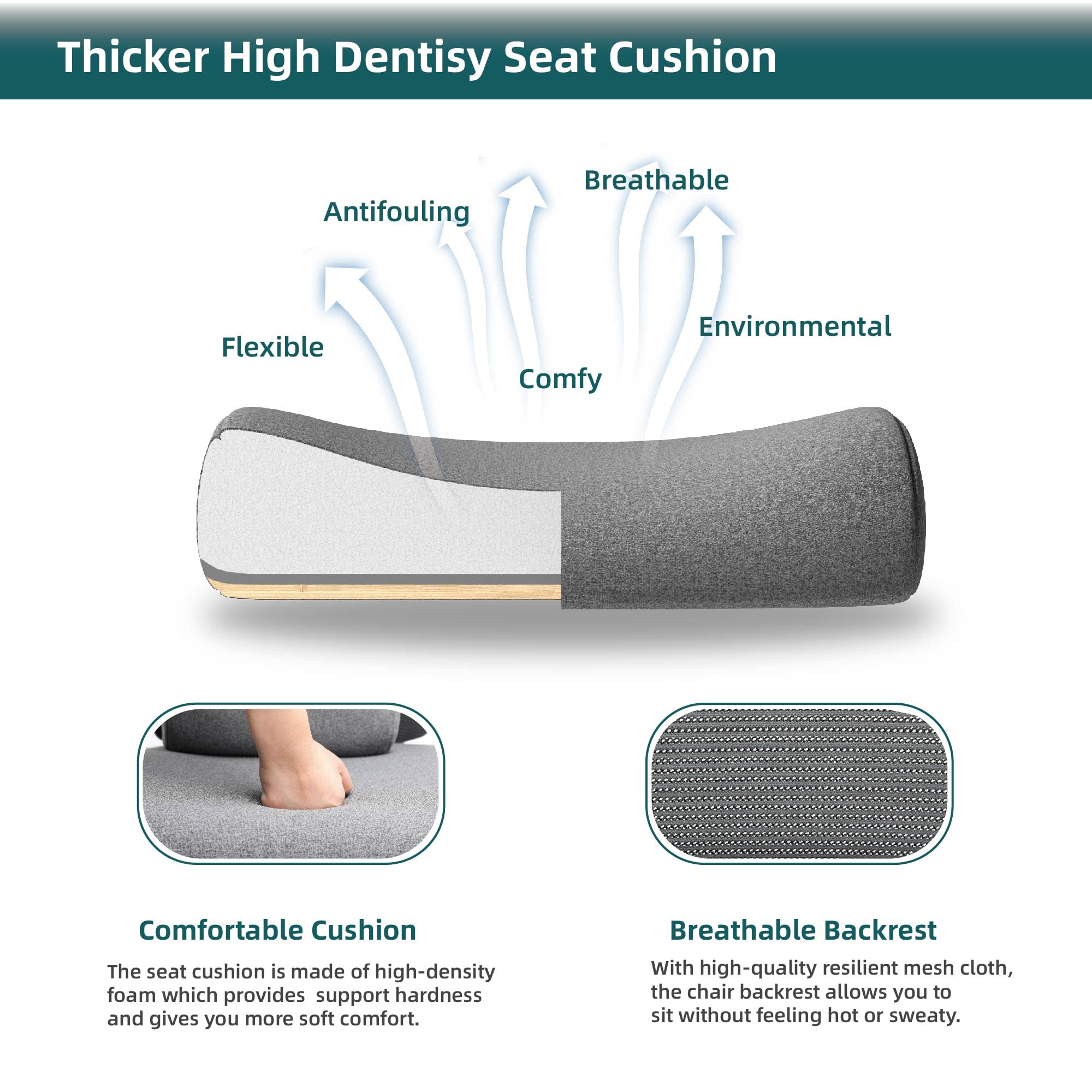 Ergonomic Office & Gaming Chair - High Back Mesh Computer Desk Chair with Lumbar Support, Adjustable Arms & Wheels - Comfortable Swivel Reclining Chair for Home Office, Gaming & Study - Perfect for Long Work Hours & Esports Sessions