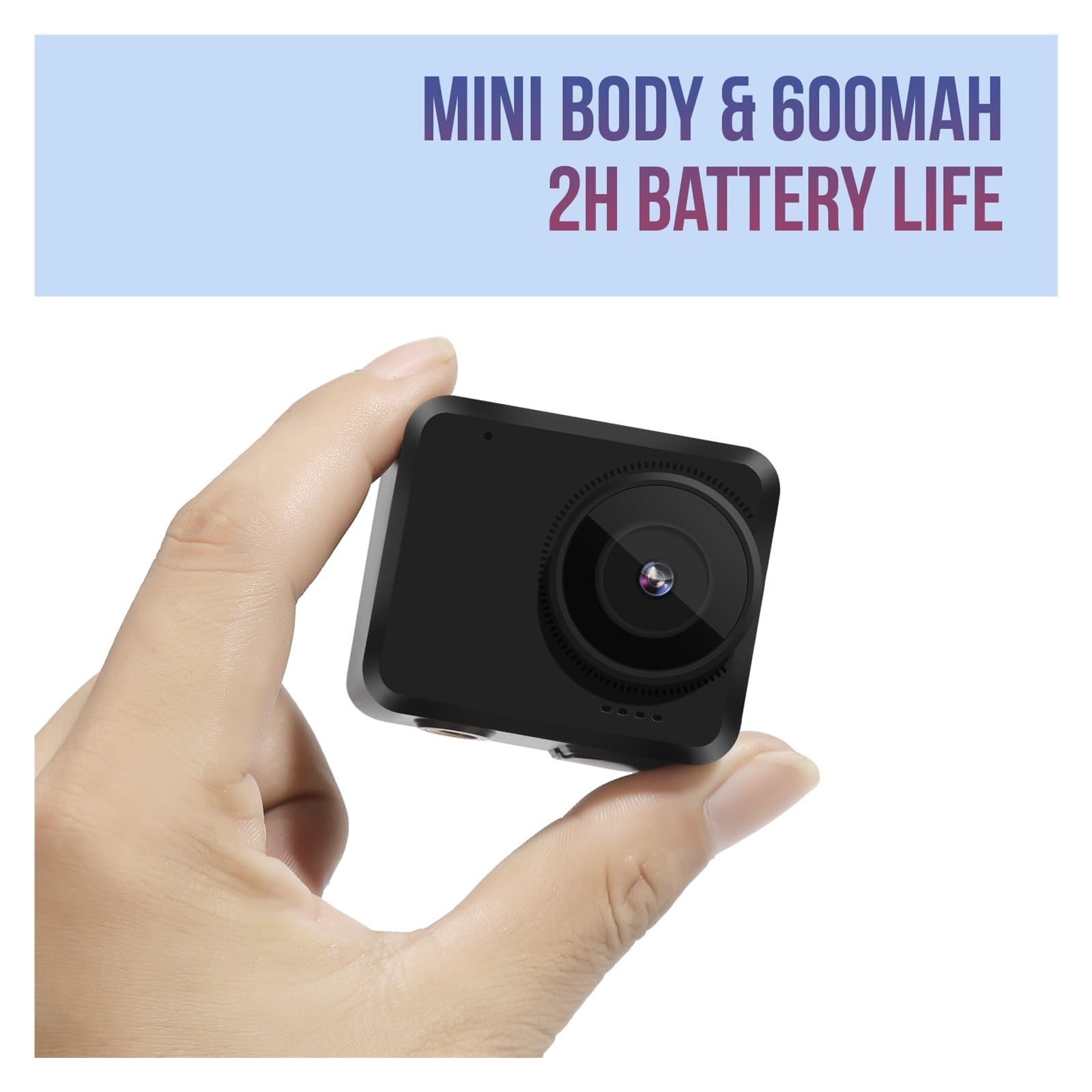 HD Mini Action Camera with 16GB Built-in Memory - Waterproof Sports Camera for Motorcycle Helmet Mount, Bike Riding, Skiing & Adventure Photography - Loop Recording & Video Recording