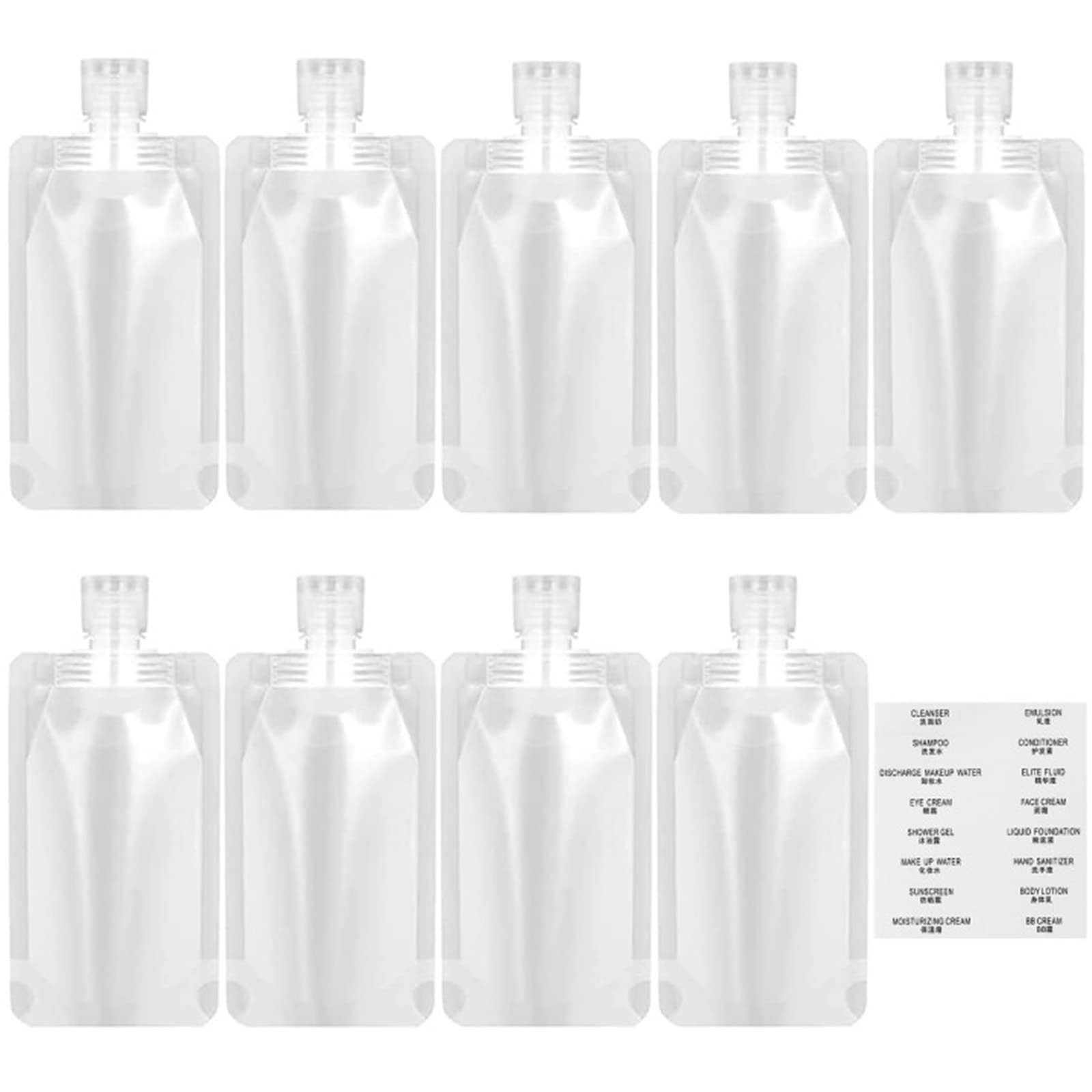**Leak-Proof Refillable Travel Makeup Pouch - 100ml Transparent Squeeze Cosmetic Bag (9-Pack) - Portable Clamshell Packaging for Liquids, Creams & Toiletries - Perfect for Air Travel, Gym & On-the-Go Touch-Ups**