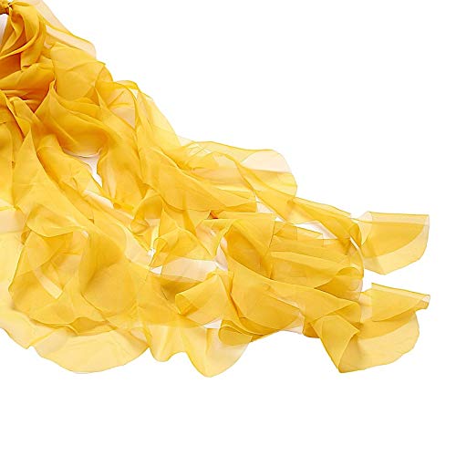 50 Mustard Yellow Premium Curly Chiffon Chair Covers with Sashes - Elegant Wedding, Party & Reception Decorations - Perfect for Banquet Halls, Church Ceremonies & Outdoor Events