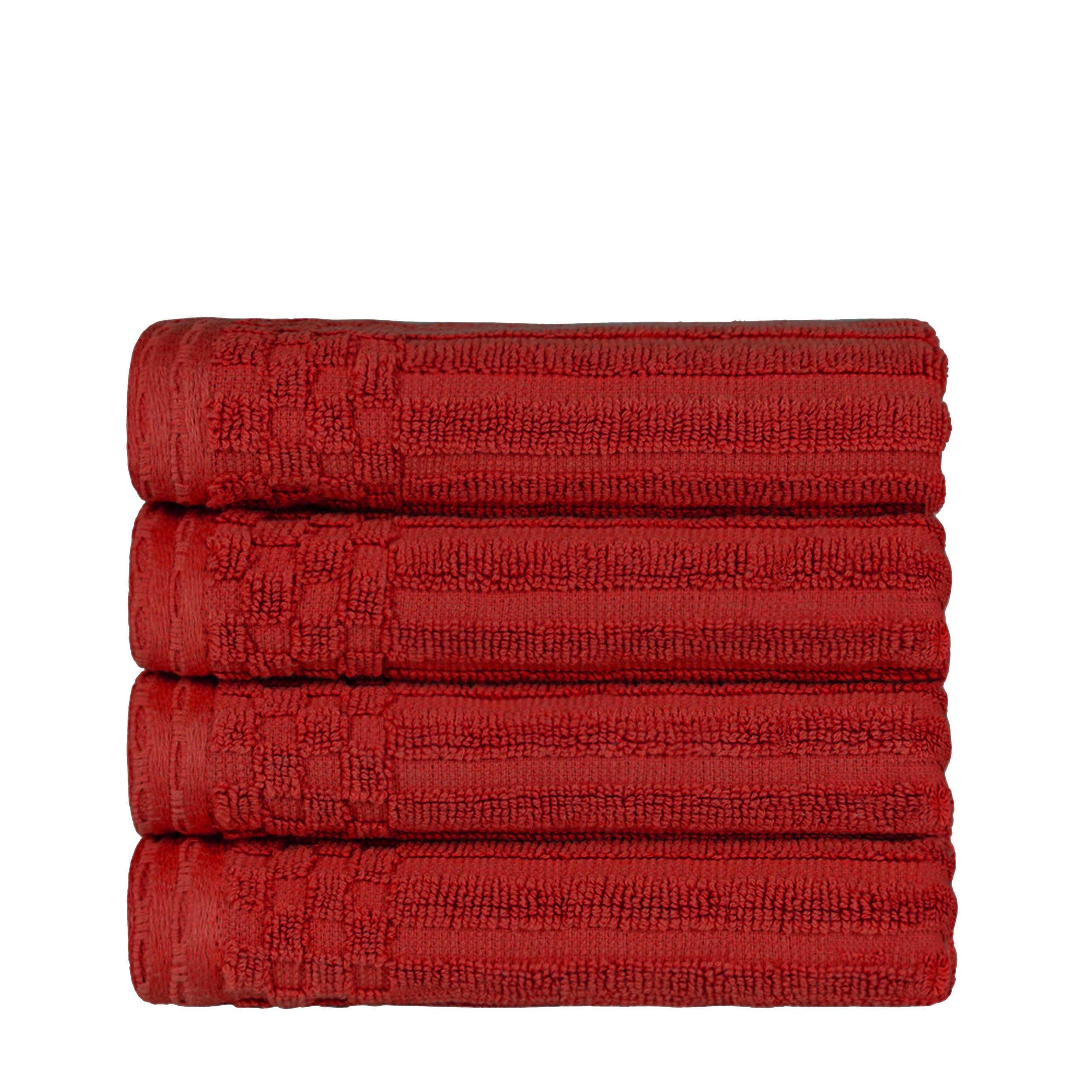 Premium Cotton Ribbed Textured Hand Towels - Ultra Absorbent 4-Piece Bath Towel Set for Kitchen, Bathroom & Gym - Soft Quick-Drying Guest Towels