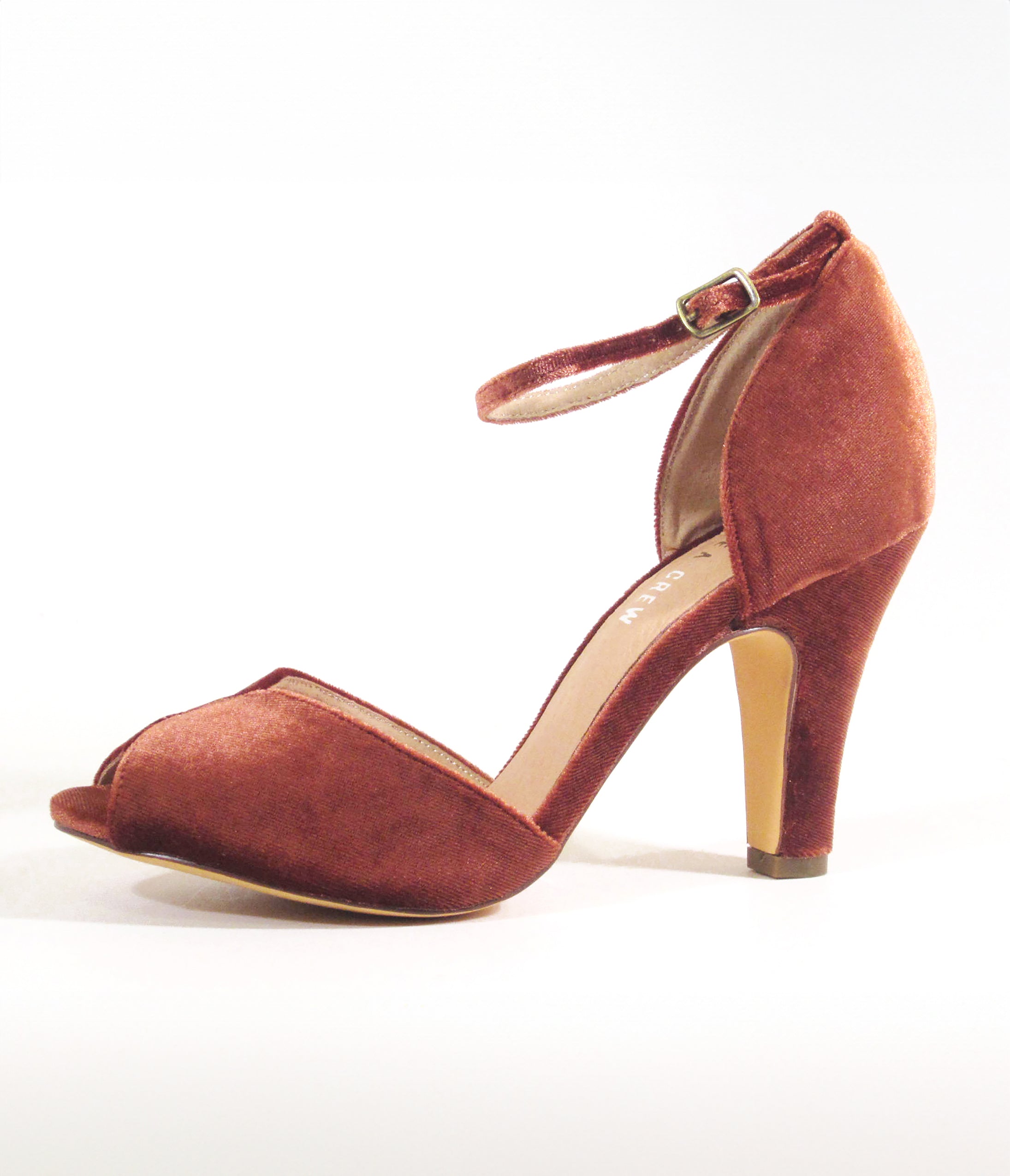 Chelsea Crew Rust Velvet Lola Pumps - Women's Vintage Style High Heels for Parties, Weddings & Evening Events