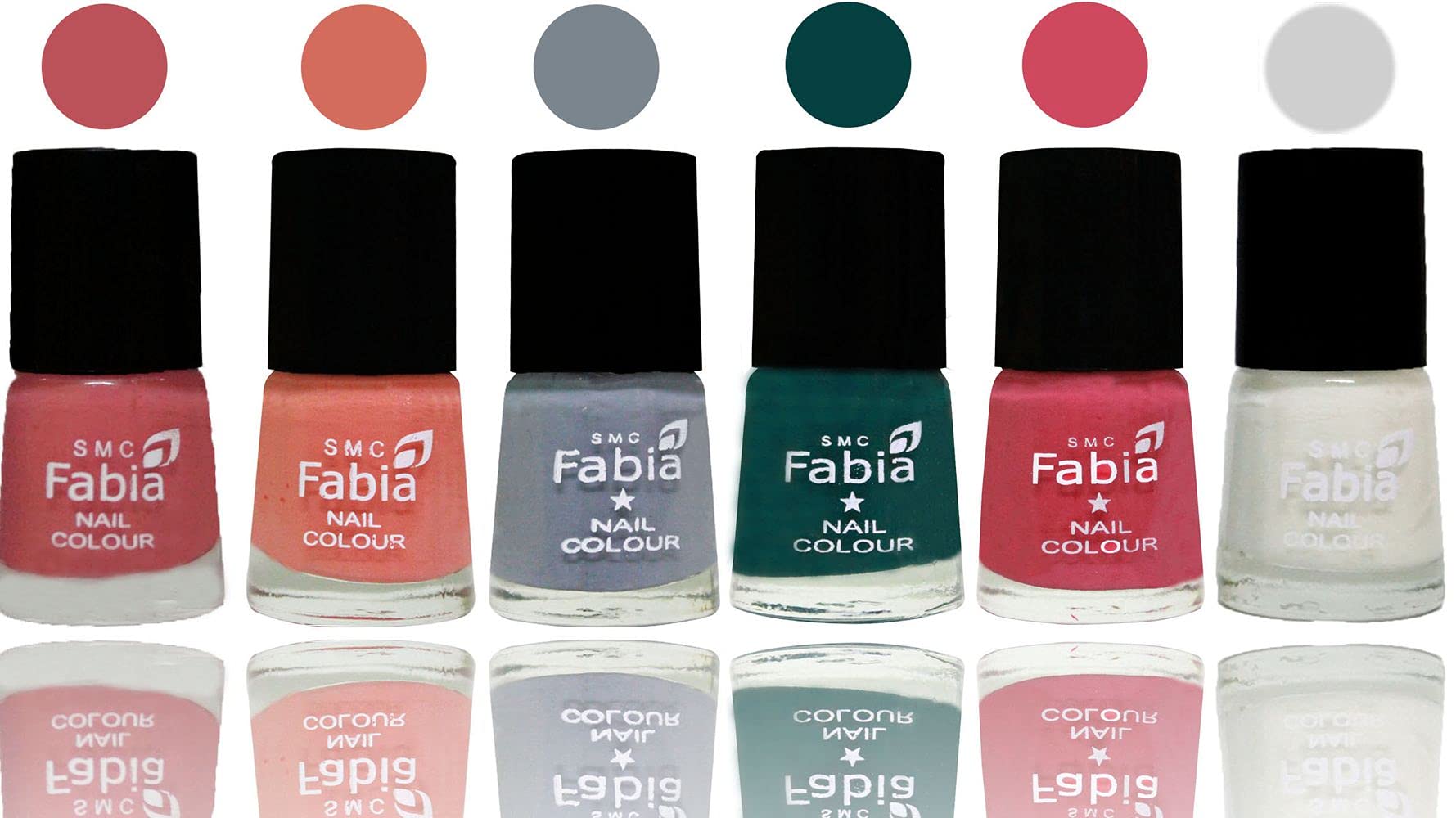 SMC Fabia Shine Bright Glossy Nail Polish Set - 6 Vibrant Colors (02854) | Long-Lasting & Chip-Resistant Nail Paint for Salon-Quality Manicures at Home, Parties & Special Occasions