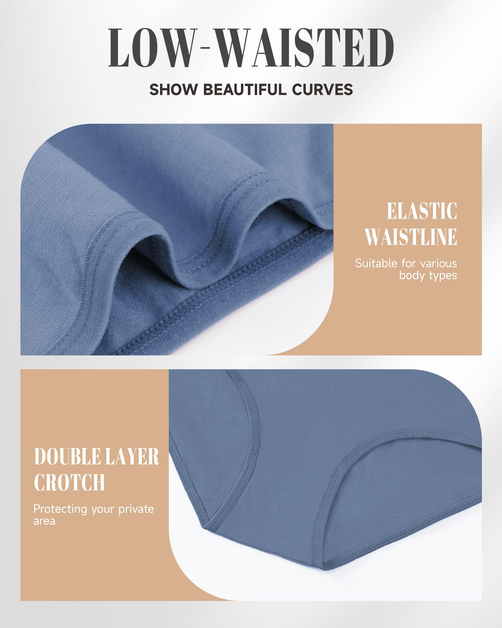 PULIOU Women's Cotton Hipster Panties - Low Waist Seamless Underwear 6 Pack, Breathable & Stretch Comfort for Everyday Wear, Workout, Yoga and Sleep