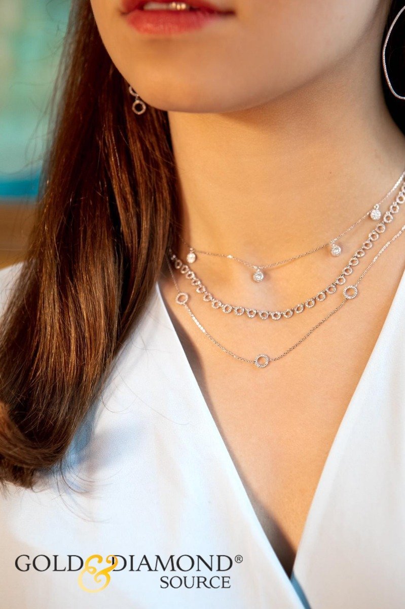 Emilique 14KT Gold 1/3 CTW Diamond Round Disc Necklace for Women - Elegant Everyday Jewelry & Special Occasion Gift