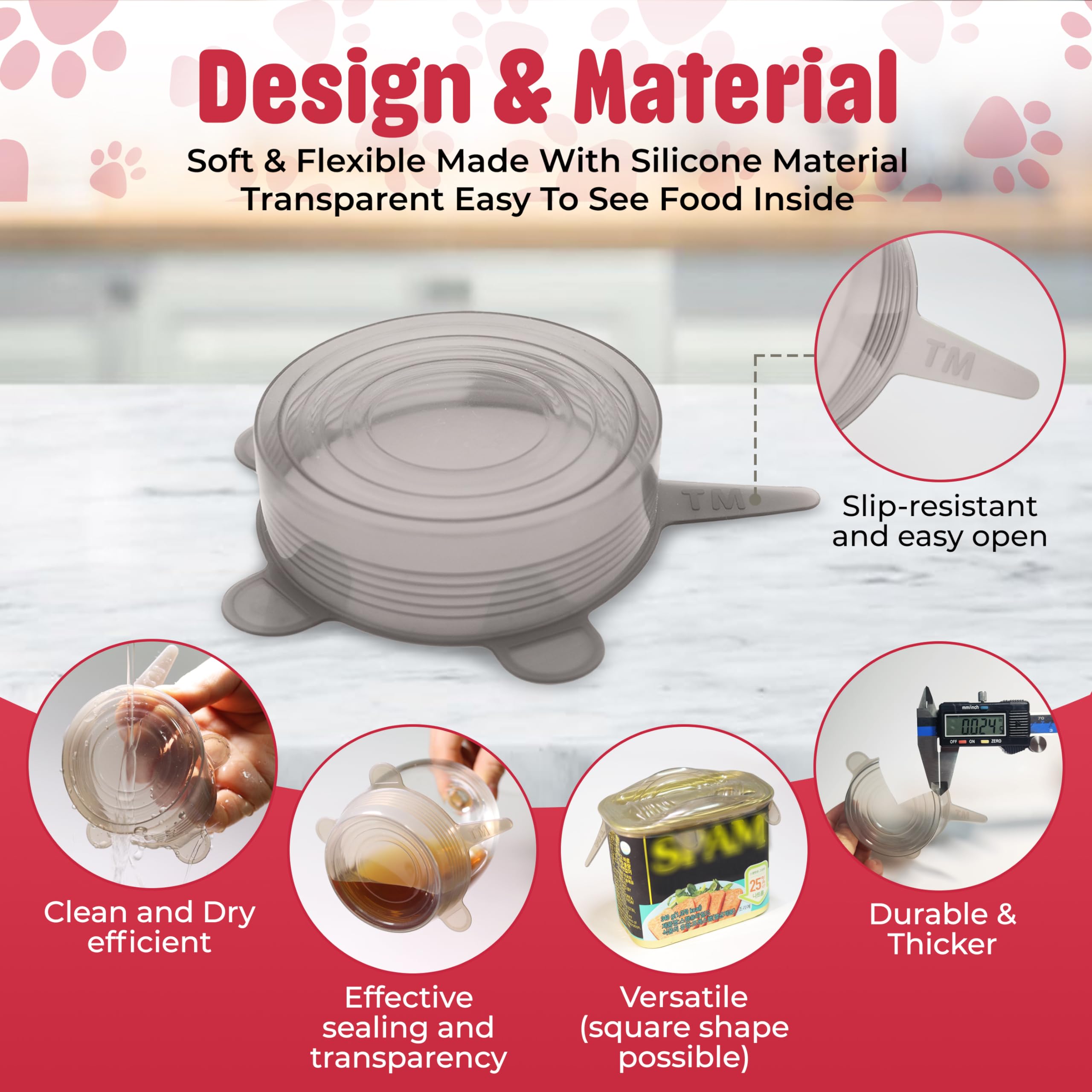 BPA-Free Silicone Food Can Lids - Universal Fit Pet Food Can Covers for Dog & Cat Food Storage - Soft Flexible Microwave-Safe Can Lids - Perfect for Freshness Preservation & Leftover Storage at Home or Travel