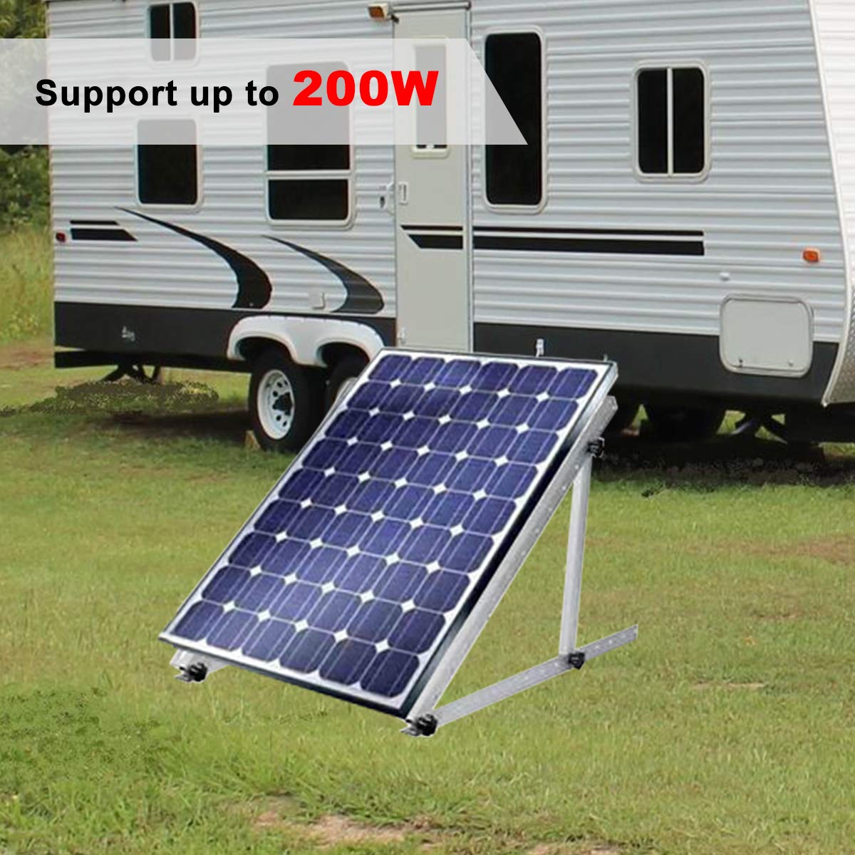 Premium Solar Panel Mount Brackets - Adjustable & Foldable 28in Tilt Stand for RV, Boat, Roof & Off-Grid Use - Supports Up to 200W Solar Panels - Perfect for Camping, Marine & Home Solar Systems