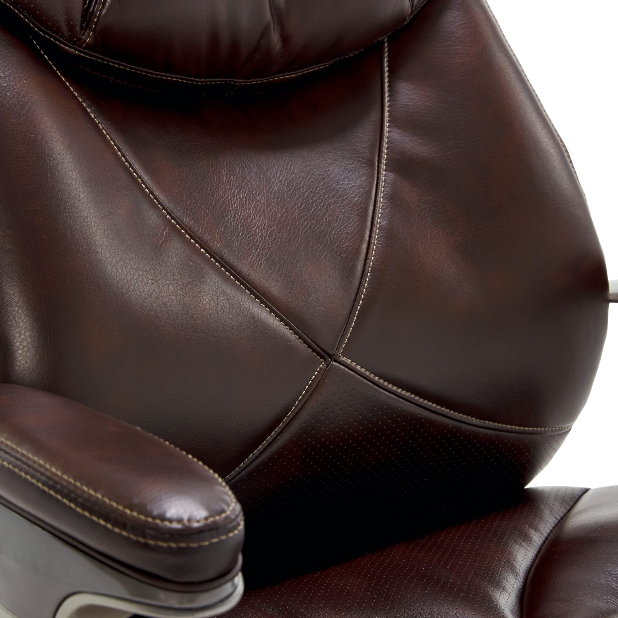 La-Z-Boy Cantania Executive Office Chair with AIR Lumbar Support & Memory Foam Cushions - Ergonomic High Back Desk Chair with Brown Bonded Leather - Perfect for Home Office, Gaming & Workspaces