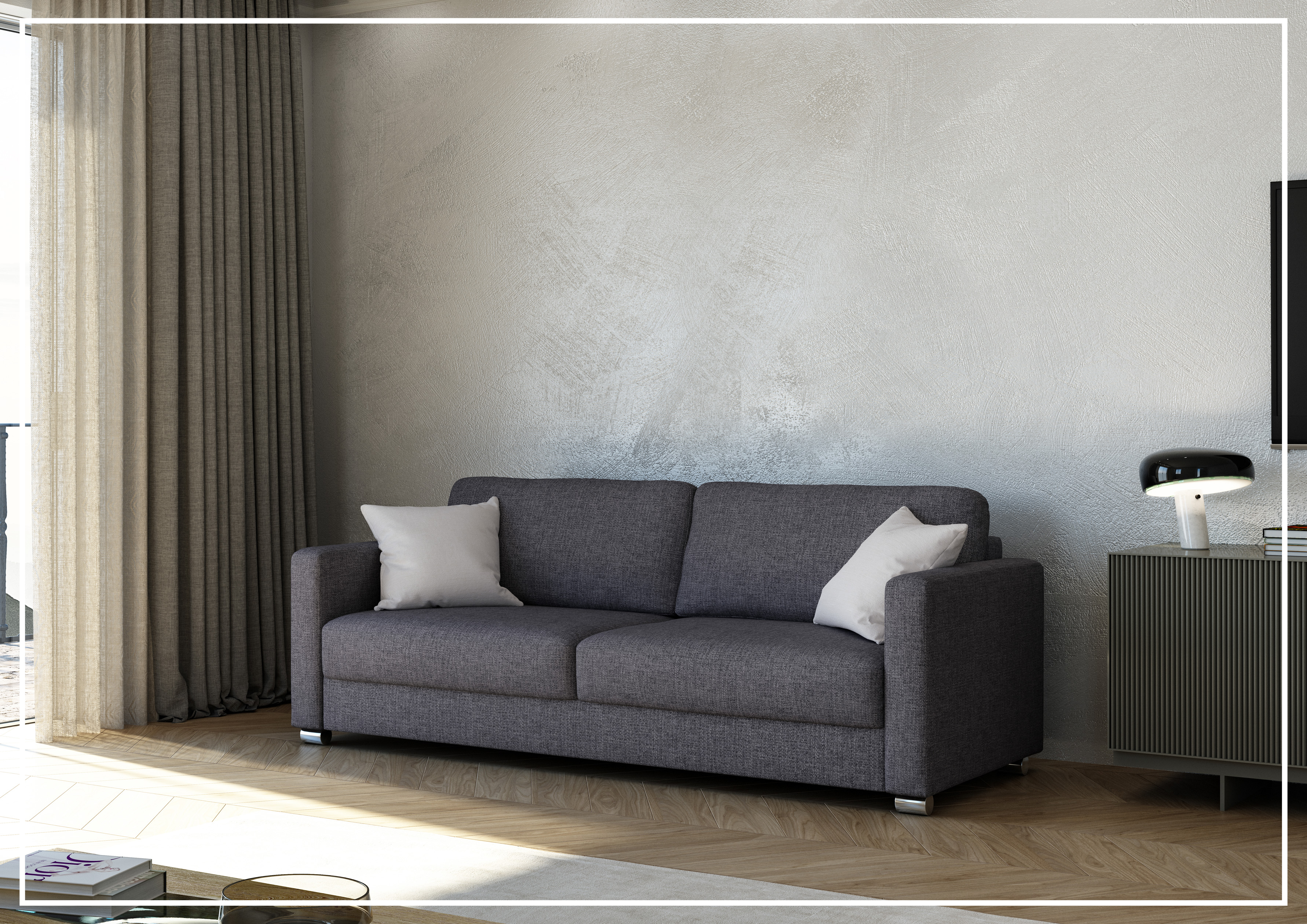 Luonto Emery Full XL Fabric Sleeper Sofa with Easy Deluxe Function - Convertible Sofa Bed for Small Spaces, Guest Room & Apartment Living - Comfortable Modern Furniture for Home & Office Use