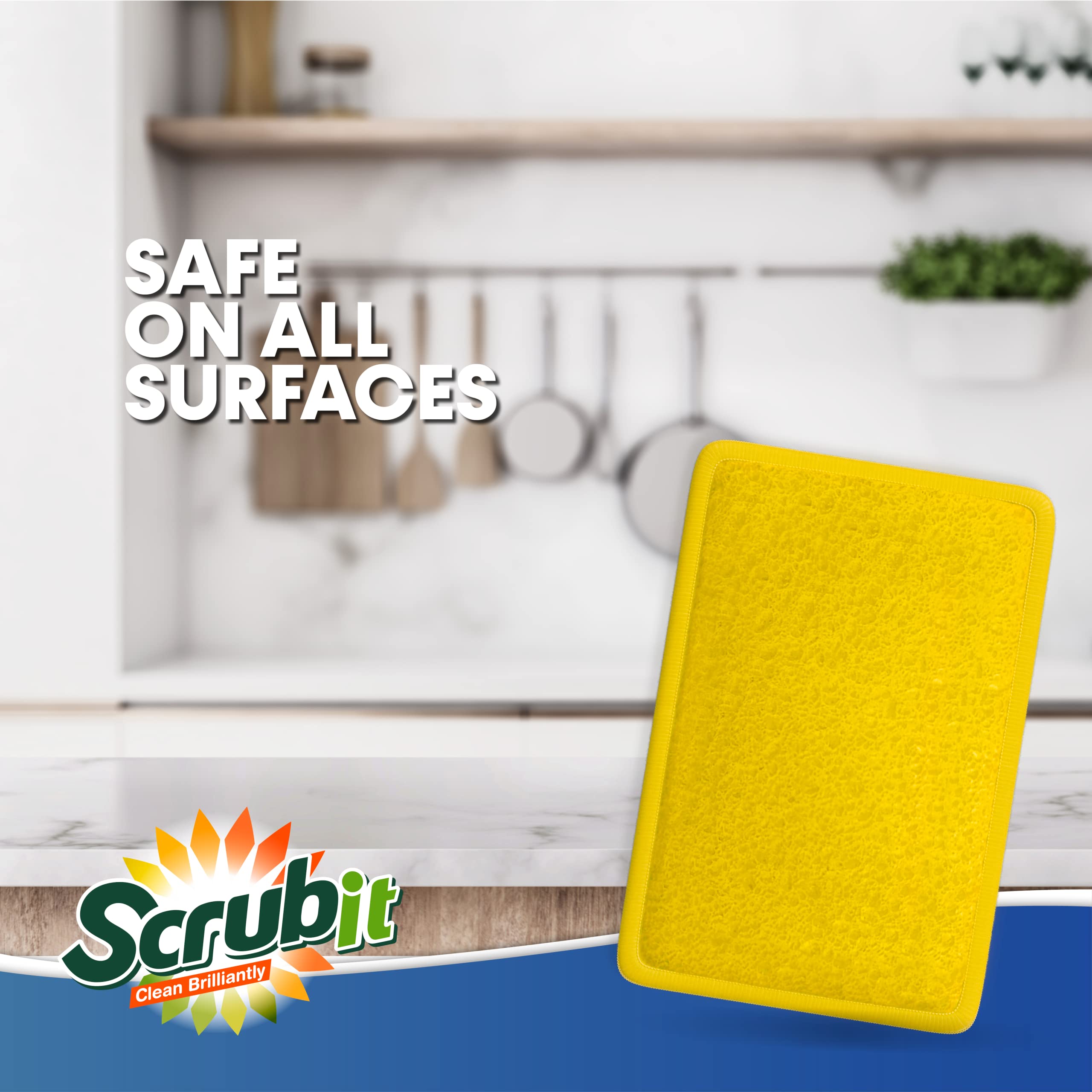 SCRUBIT Dual-Sided Scrub Sponge [10 Pack] - Reusable Kitchen Cleaning Pads for Dishes & Cookware - Perfect for Pots, Pans & Non-Stick Surfaces