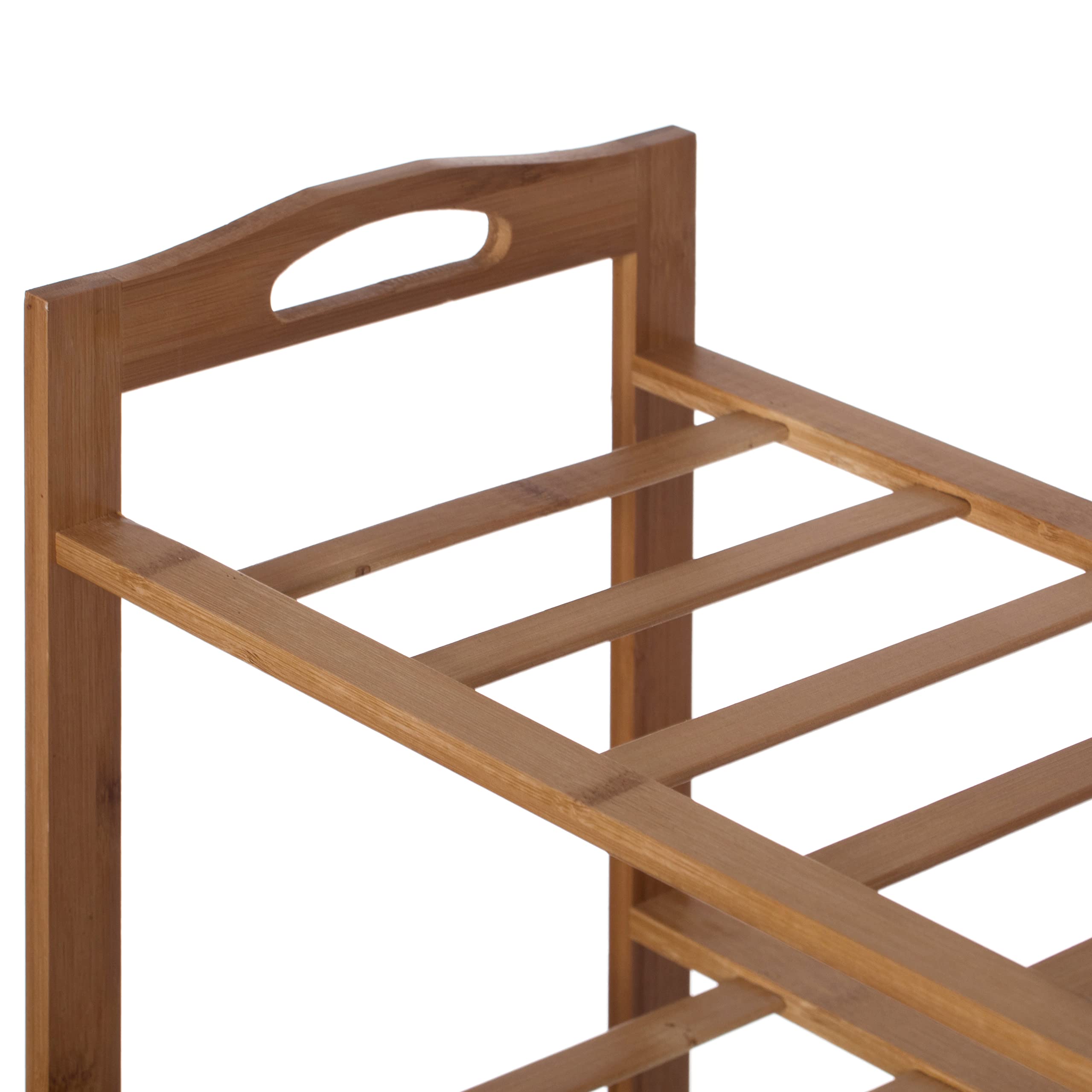 Basicwise 3-Tier Bamboo Shoe Rack Organizer - Free Standing Shoe Storage Shelf for Entryway, Closet & Bedroom - Space Saving Shoe Organizer for Men & Women
