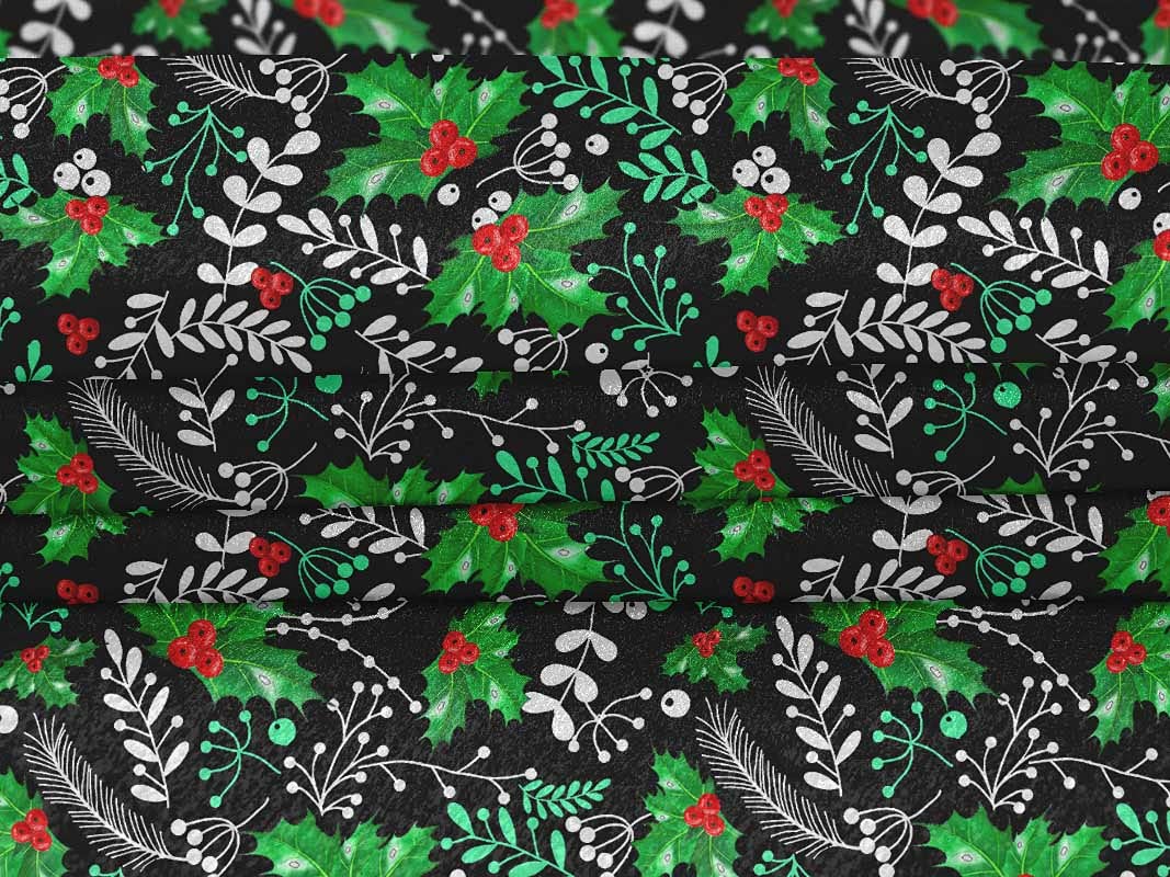 Velvet Black Christmas Dress Fabric - 58 Inch Wide Printed Material by The Yard | Perfect for Holiday Dresses, Party Outfits & Festive Decorations