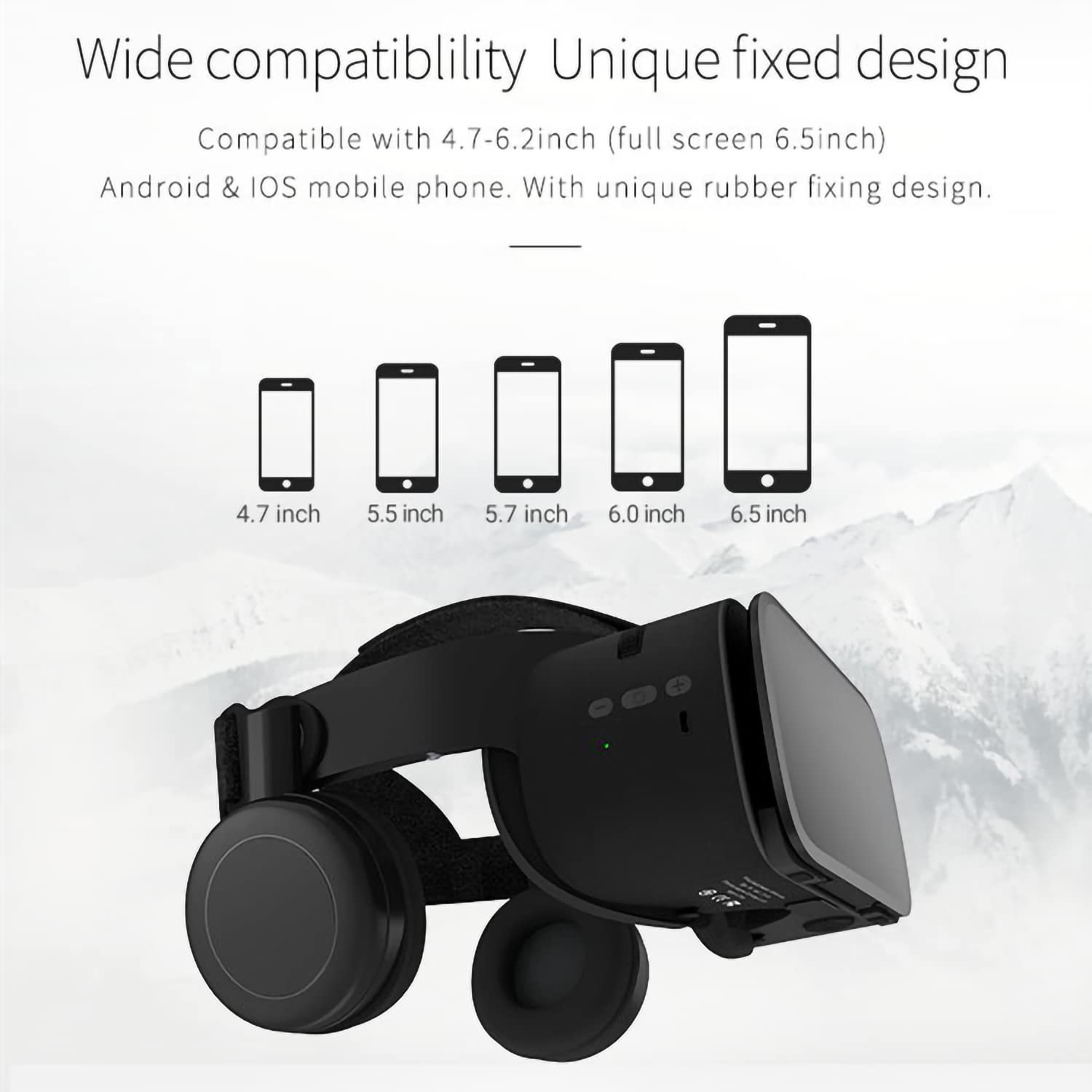 Wireless Bluetooth VR Headset for iPhone & Android - 3D Virtual Reality Glasses with Remote Control for Gaming & Movies | Compatible with 4.7-6.2 Inch Phones (Black) | Perfect for Home Entertainment, VR Gaming & Immersive Movie Watching